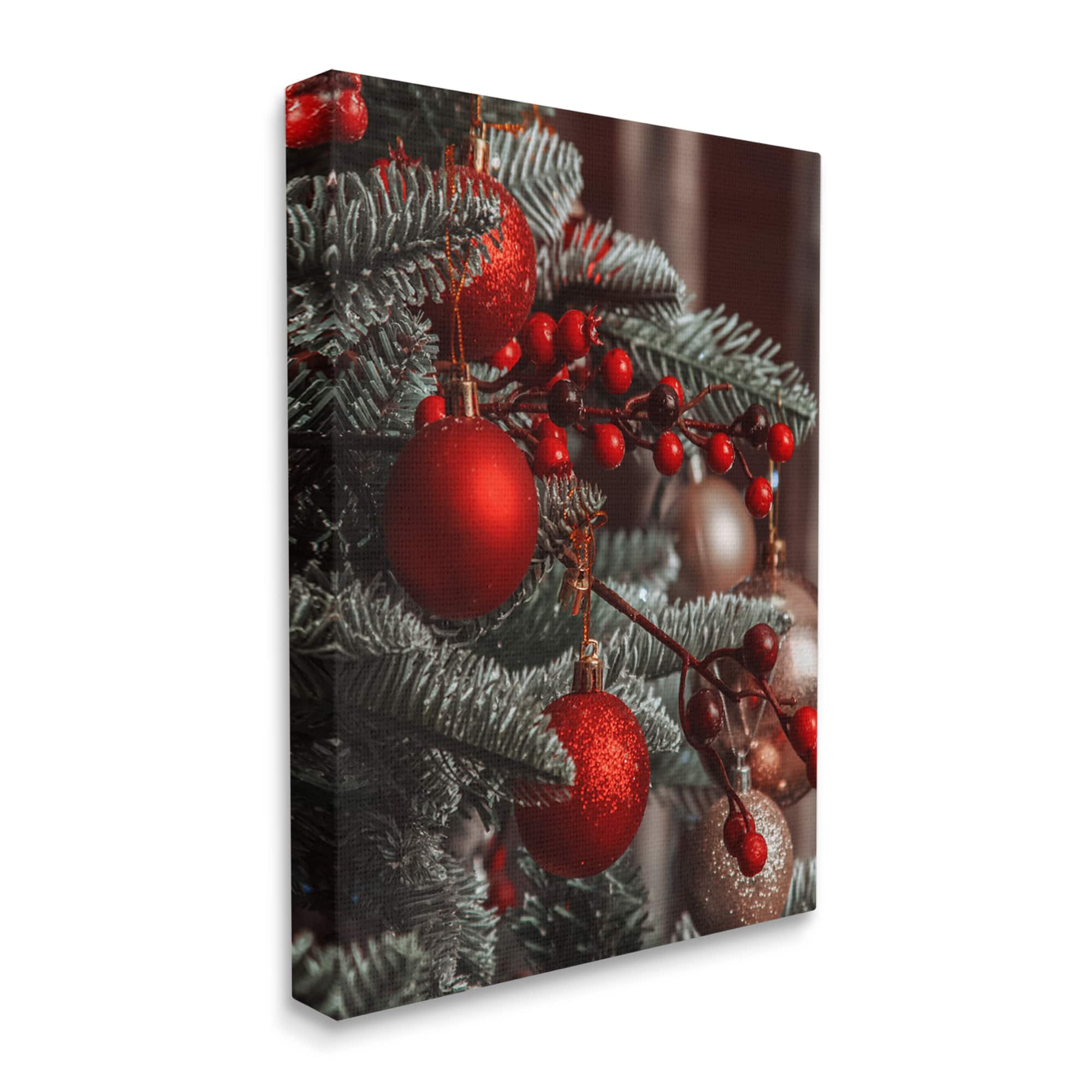 Stupell Industries Hanging Red Ornaments Christmas Tree Canvas Wall Art