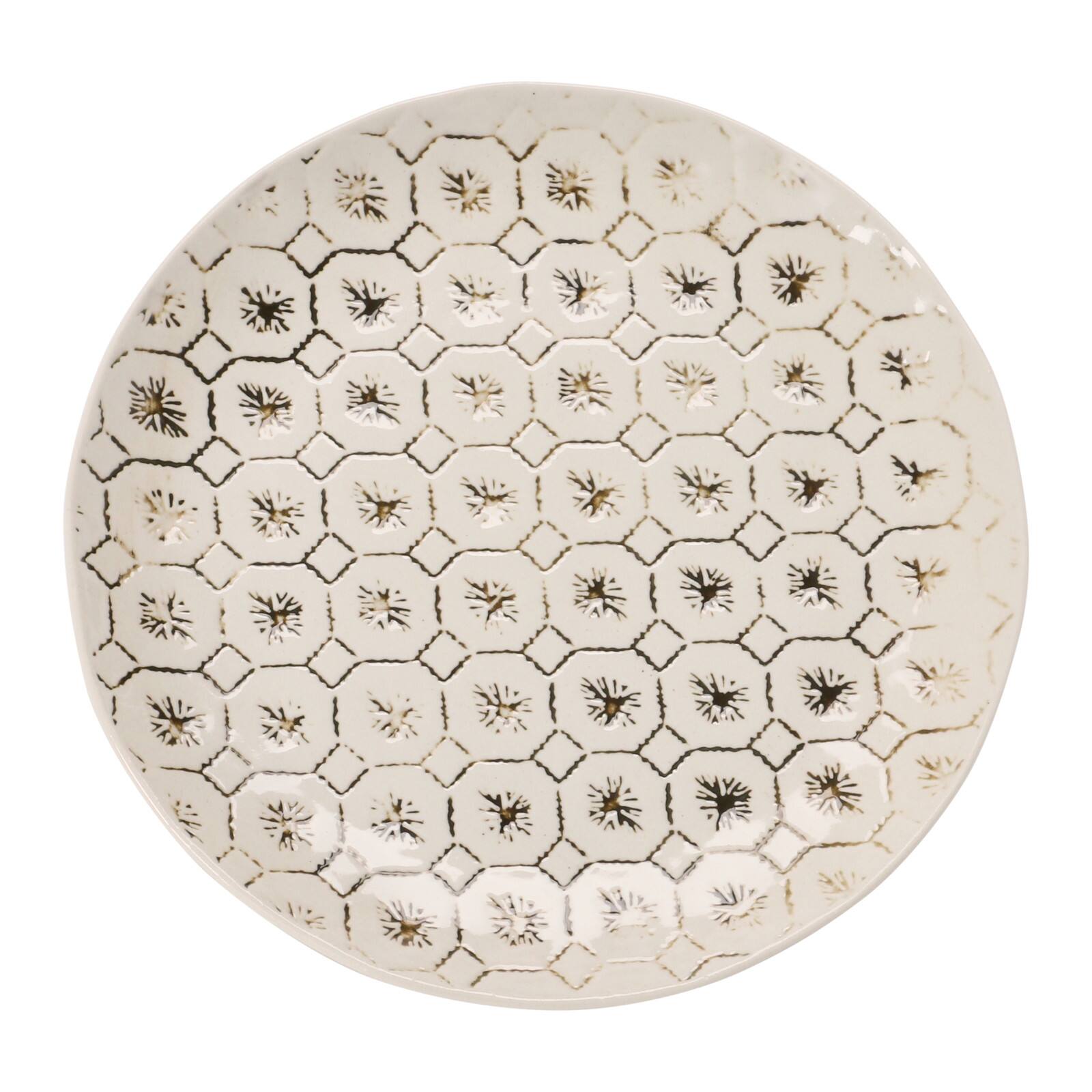 Hello Honey® 7.75" Round Hand Stamped Stoneware Plate Set