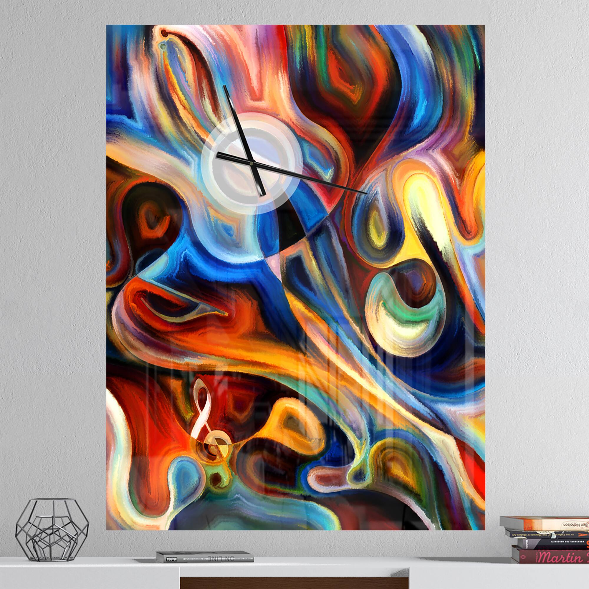 Designart 'Abstract Music And Rhythm Modern Rectangular Wall Clock