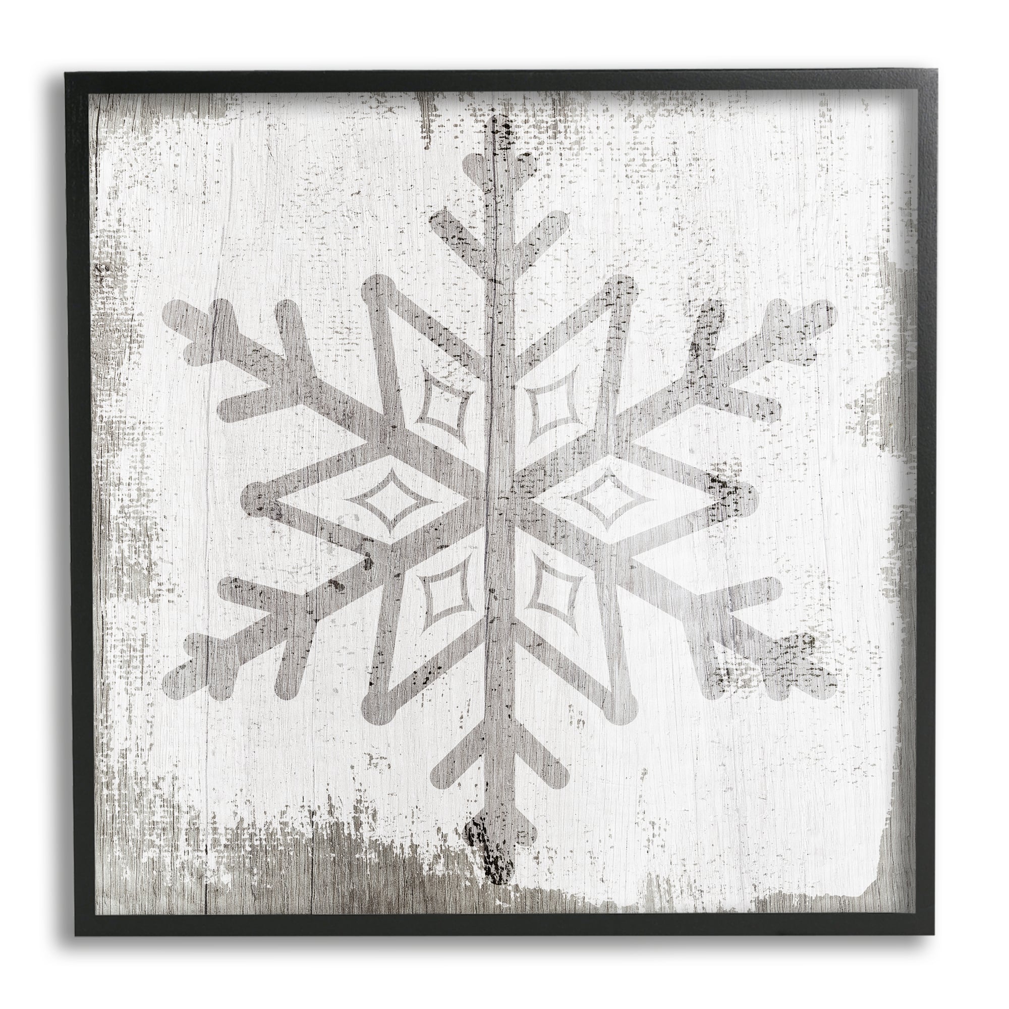 Stupell Industries Rustic Winter Snowflake Shape Framed Giclee Art
