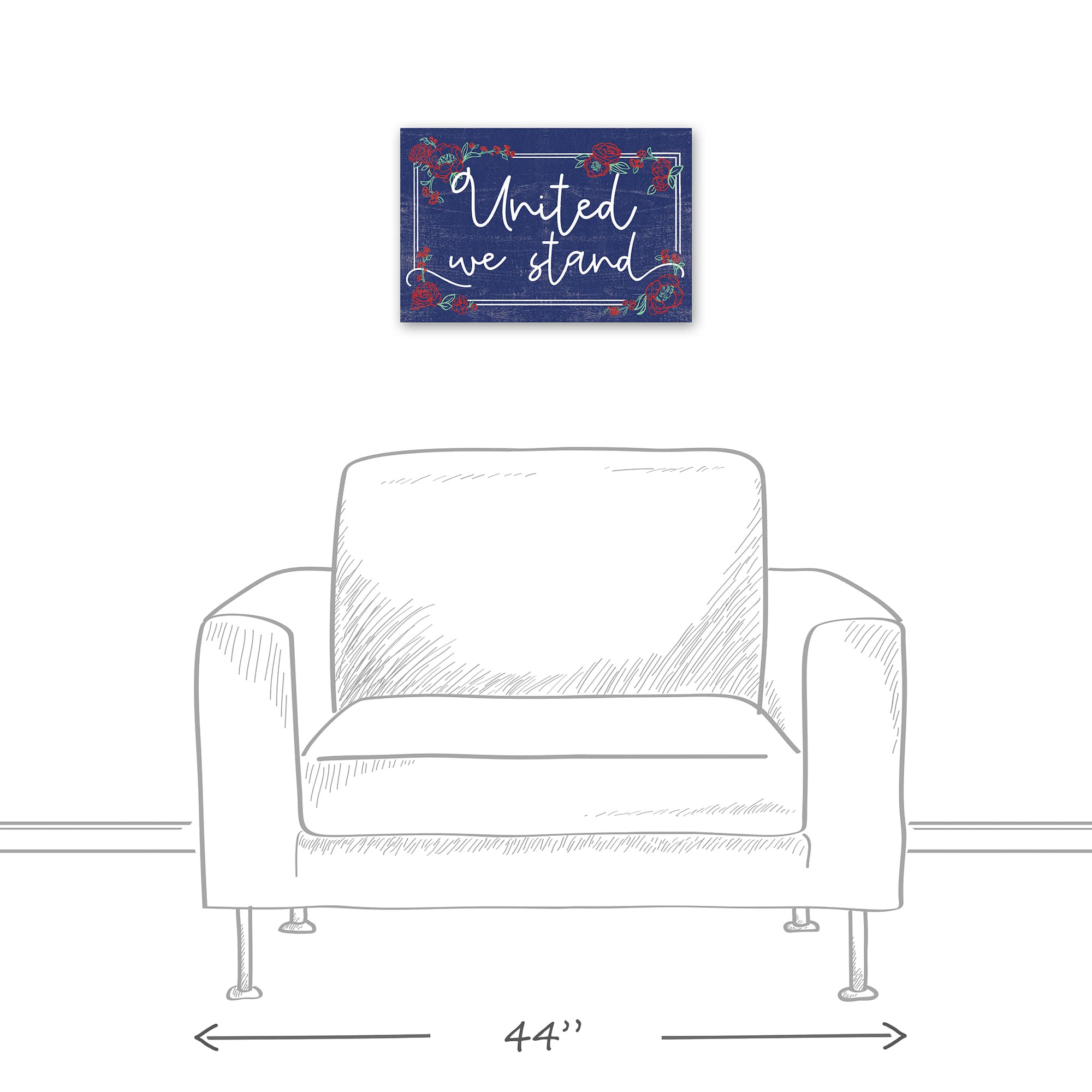 United We Stand Script Canvas Wall Art