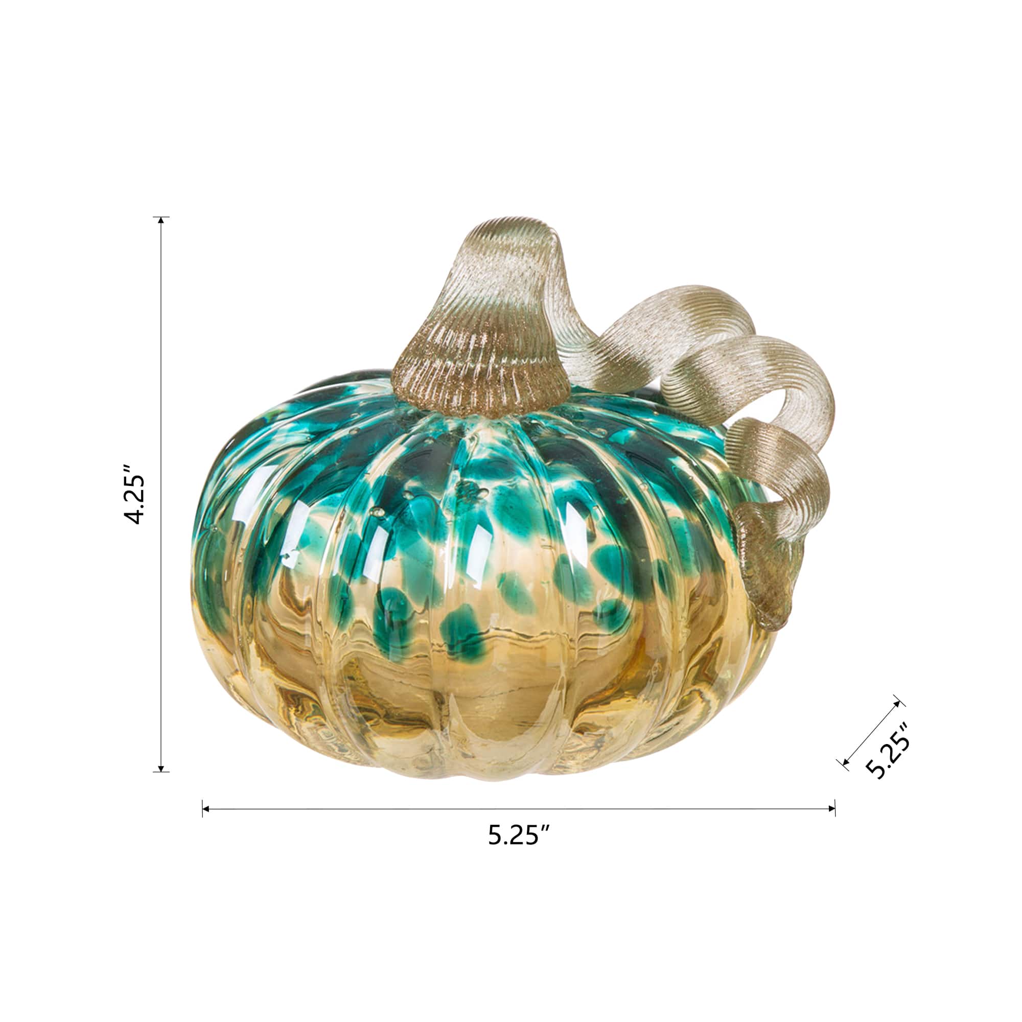 Glitzhome&#xAE; Small Glitter Glass Pumpkin, Blue &#x26; Gold