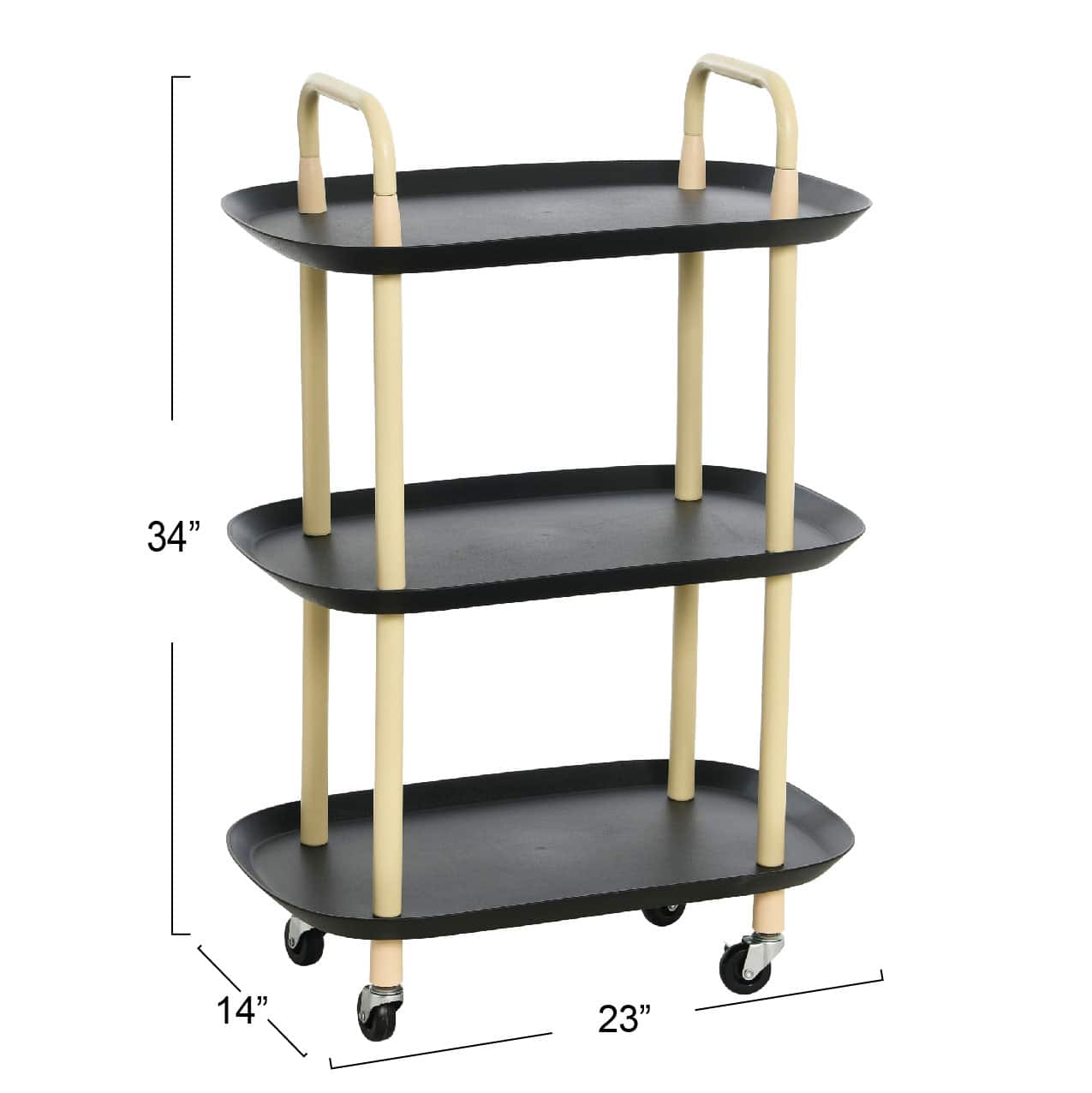 Hello Honey® Main + Mesa™ 3-Tier Modern Plastic and Metal Trolley