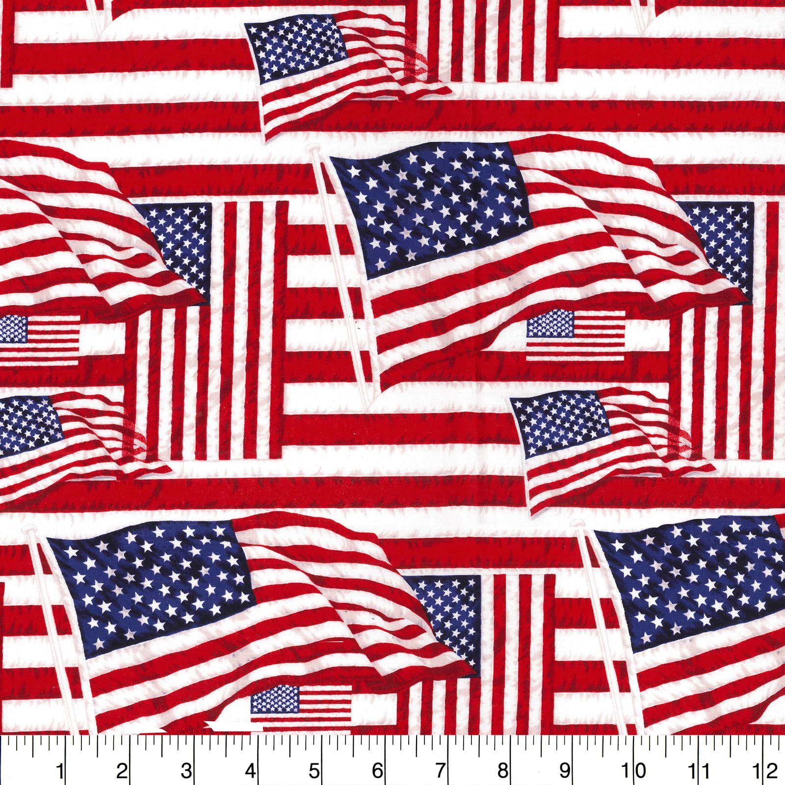 Fabric Traditions Flags on White Cotton Fabric