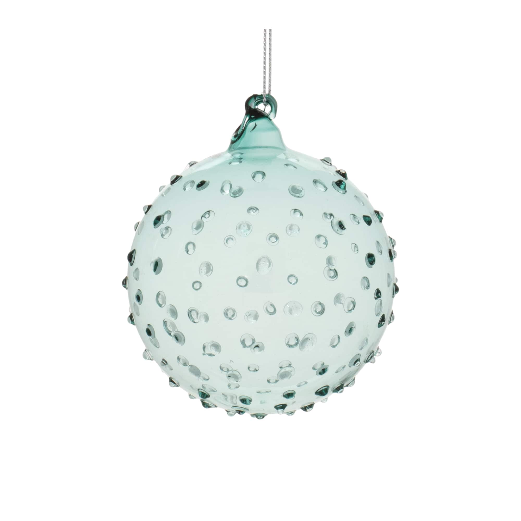 Blue Hobnail Textured Glass Ball Ornament Set