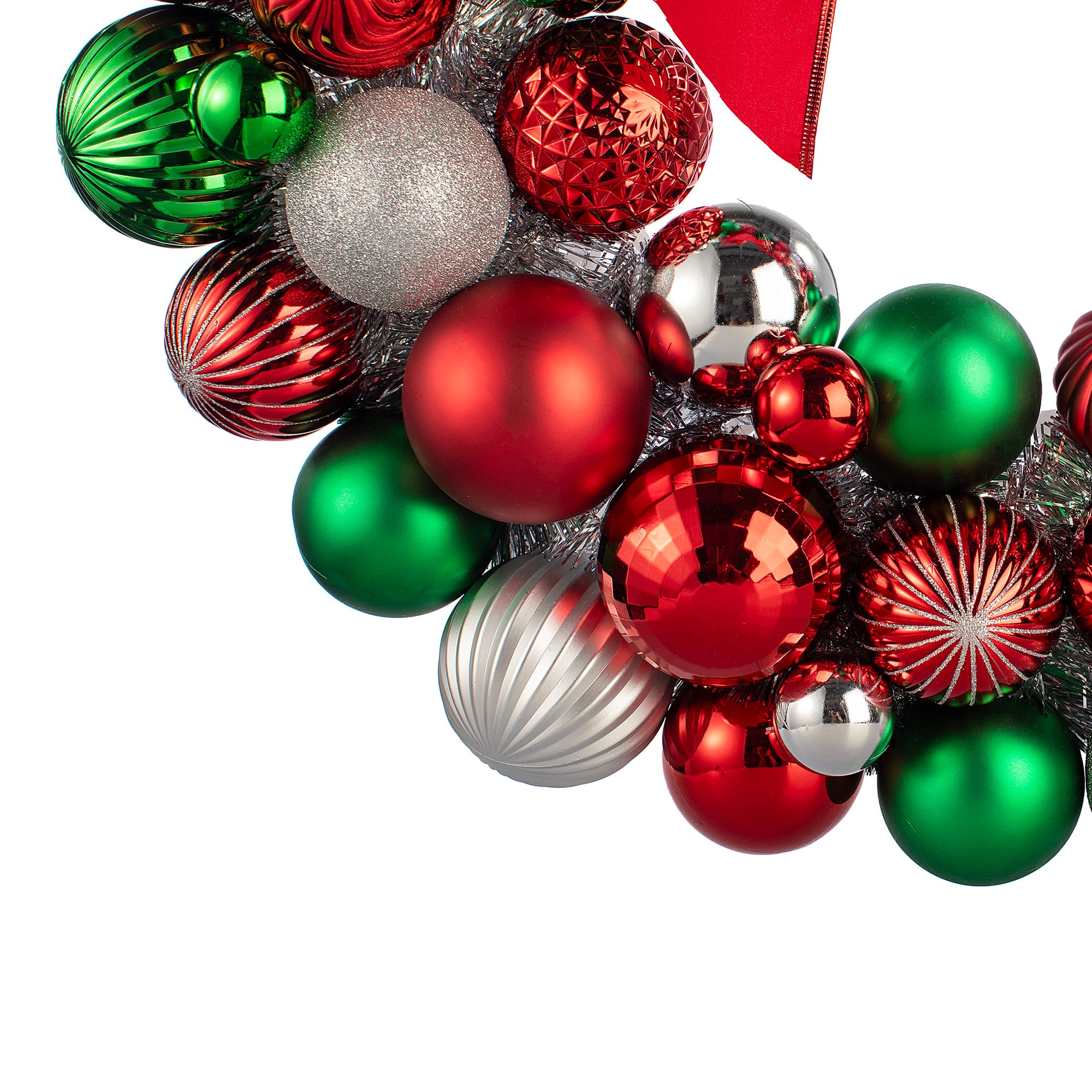 24&#x22; Red, Green &#x26; Silver Ornament Wreath with Bow by Ashland&#xAE;