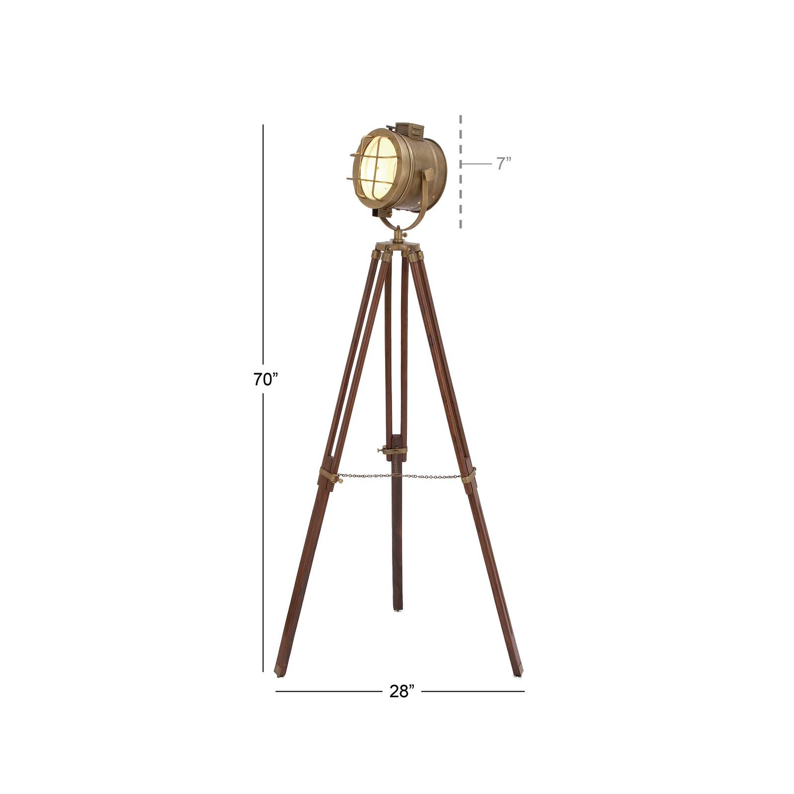 71&#x22; Brown Wood Industrial Floor Lamp