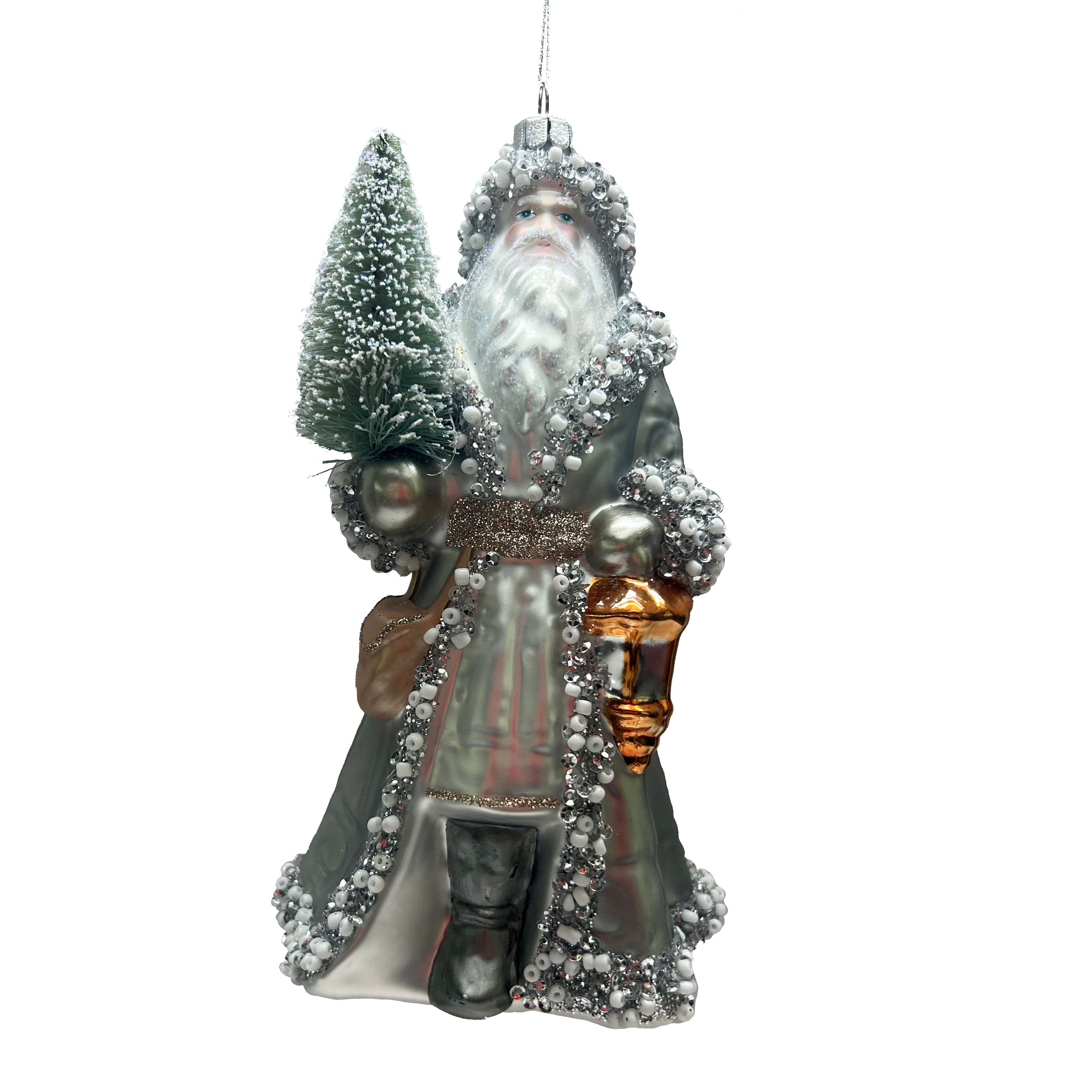 7.25&#x22; Frosted Santa Glass Ornament by Ashland&#xAE;