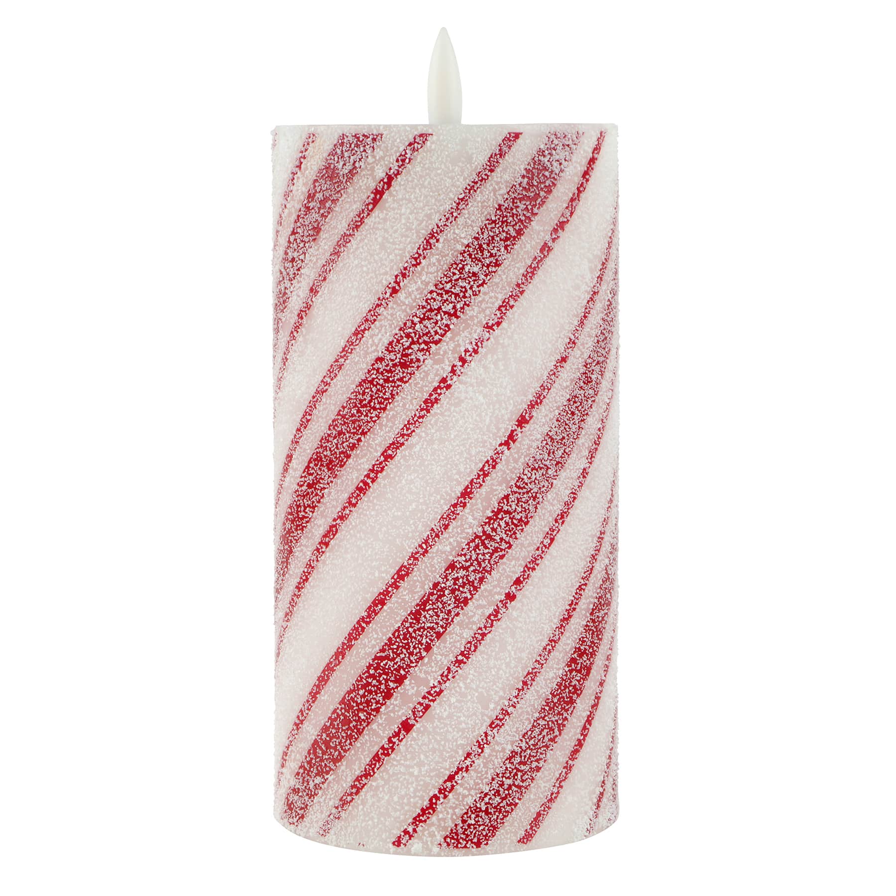Red & White Stripes LED Wax Pillar Candle by Ashland®
