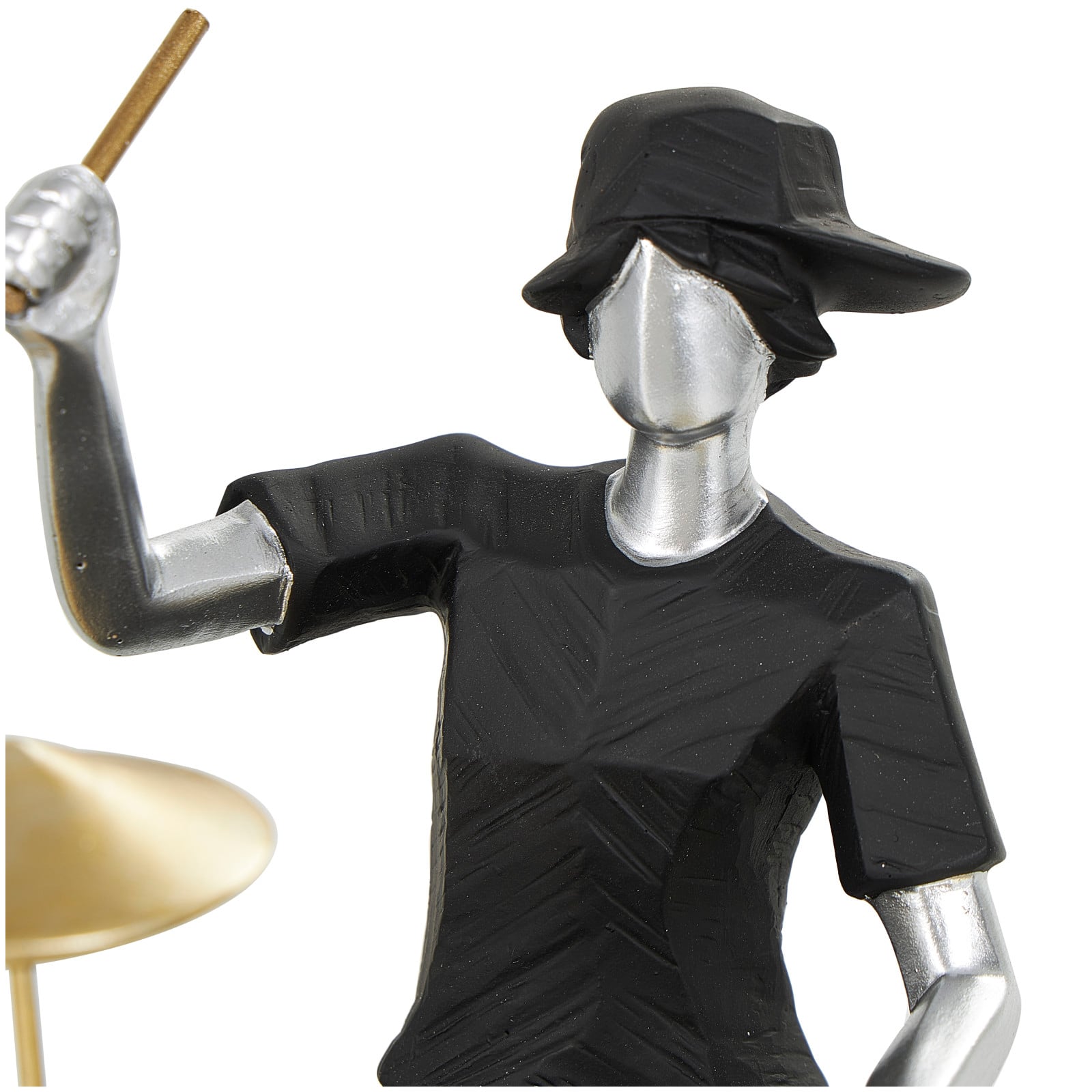 Black Polystone Rock Band Musician Sculpture with Gold & Silver Accents Set