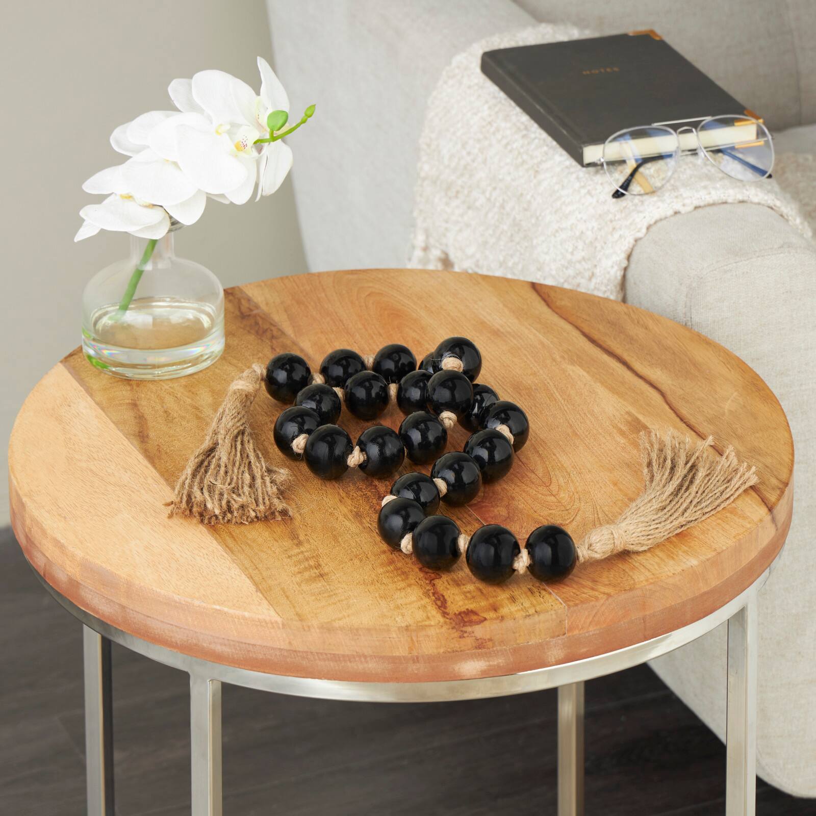 4ft. Glass Handmade Round Beaded Garland with Tassel