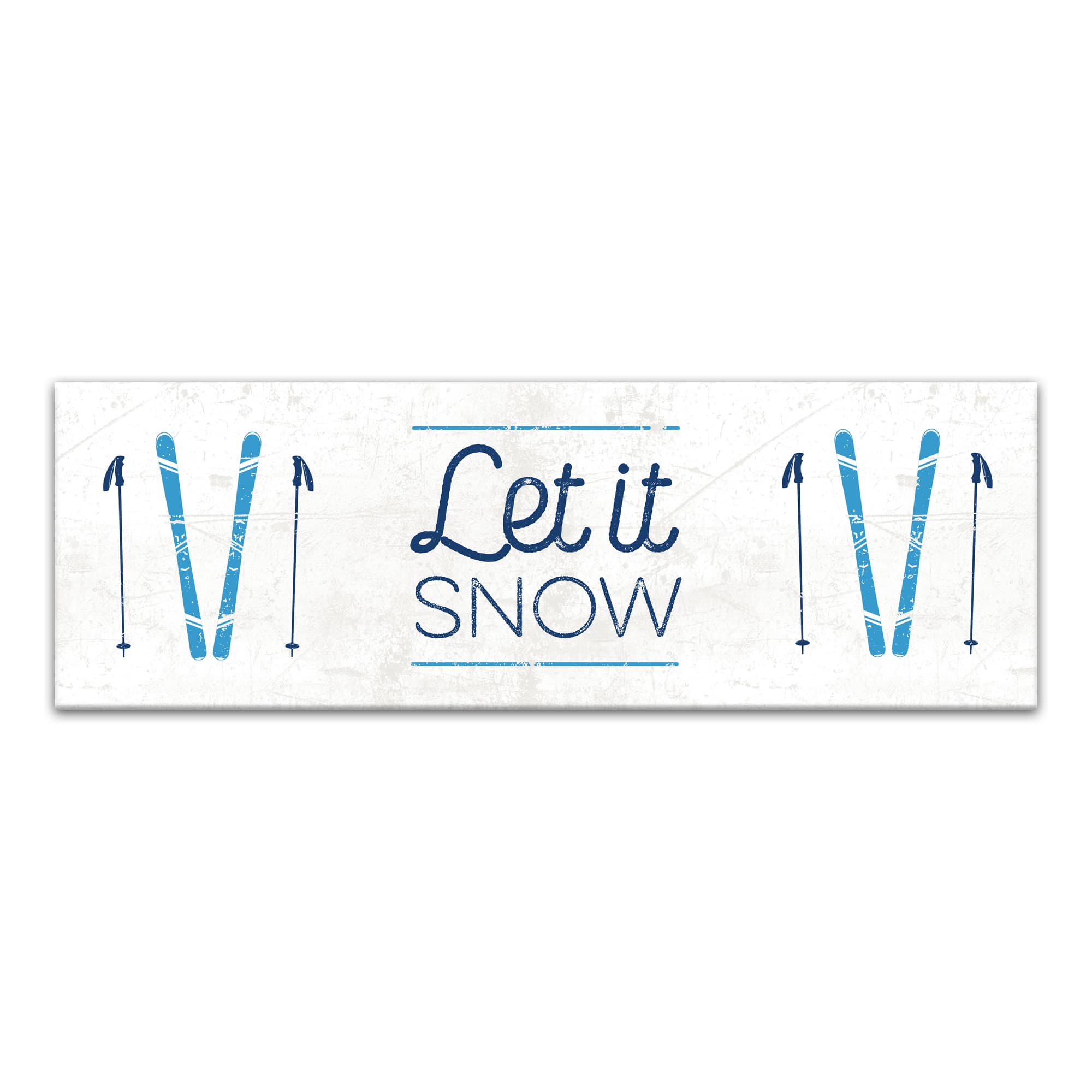 Let It Snow Skis 36x12 Canvas Wall Art