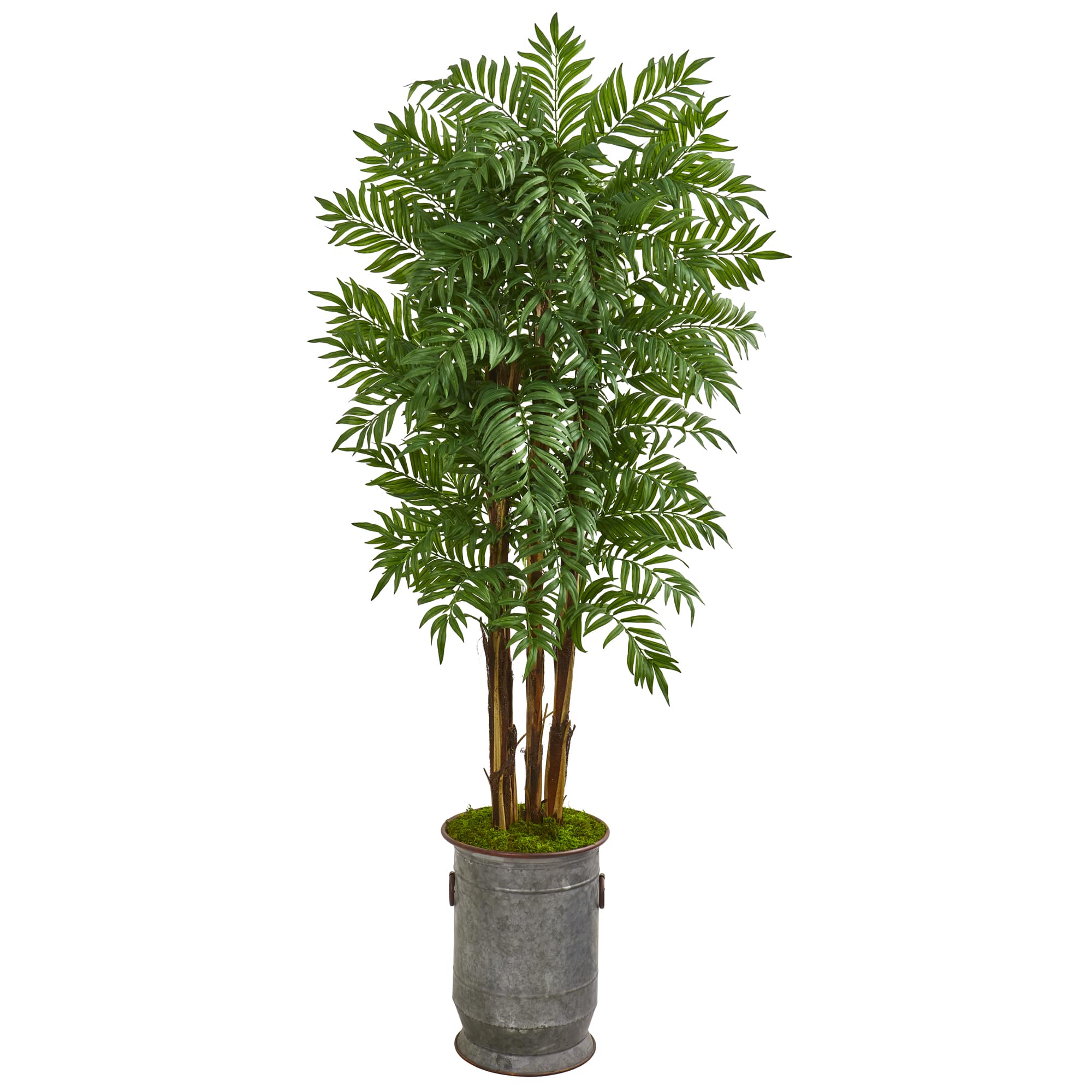 6.3ft. Parlour Artificial Palm Tree in Copper Trimmed Metal Planter