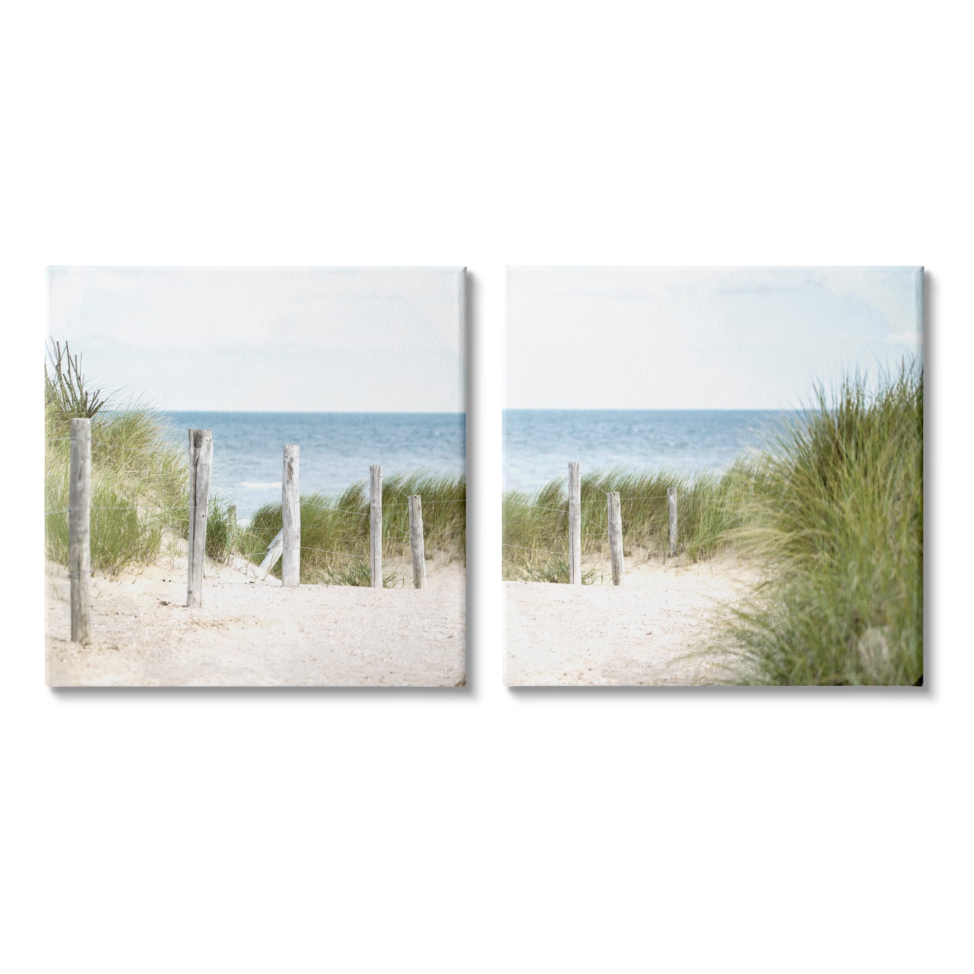 Stupell Industries Calm Coastal Beach Fence Nautical LandscapeCanvas Wall Art