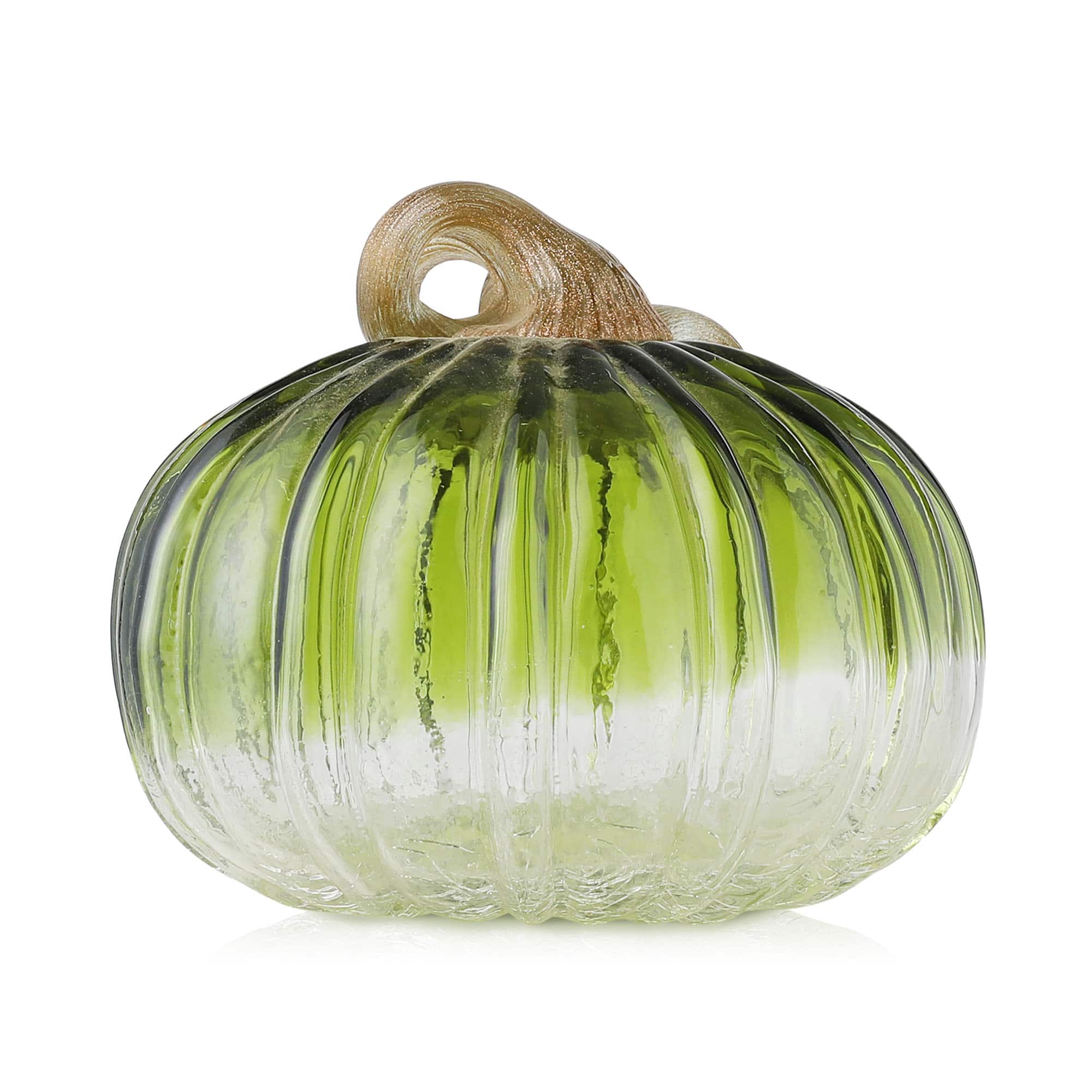 Glitzhome&#xAE; Short Crackle Glass Pumpkin, Green