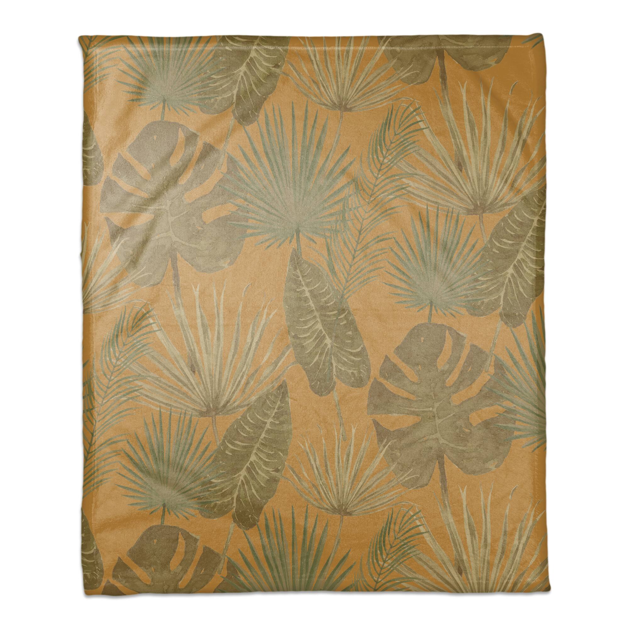 Tropical Palm Coral Fleece Blanket