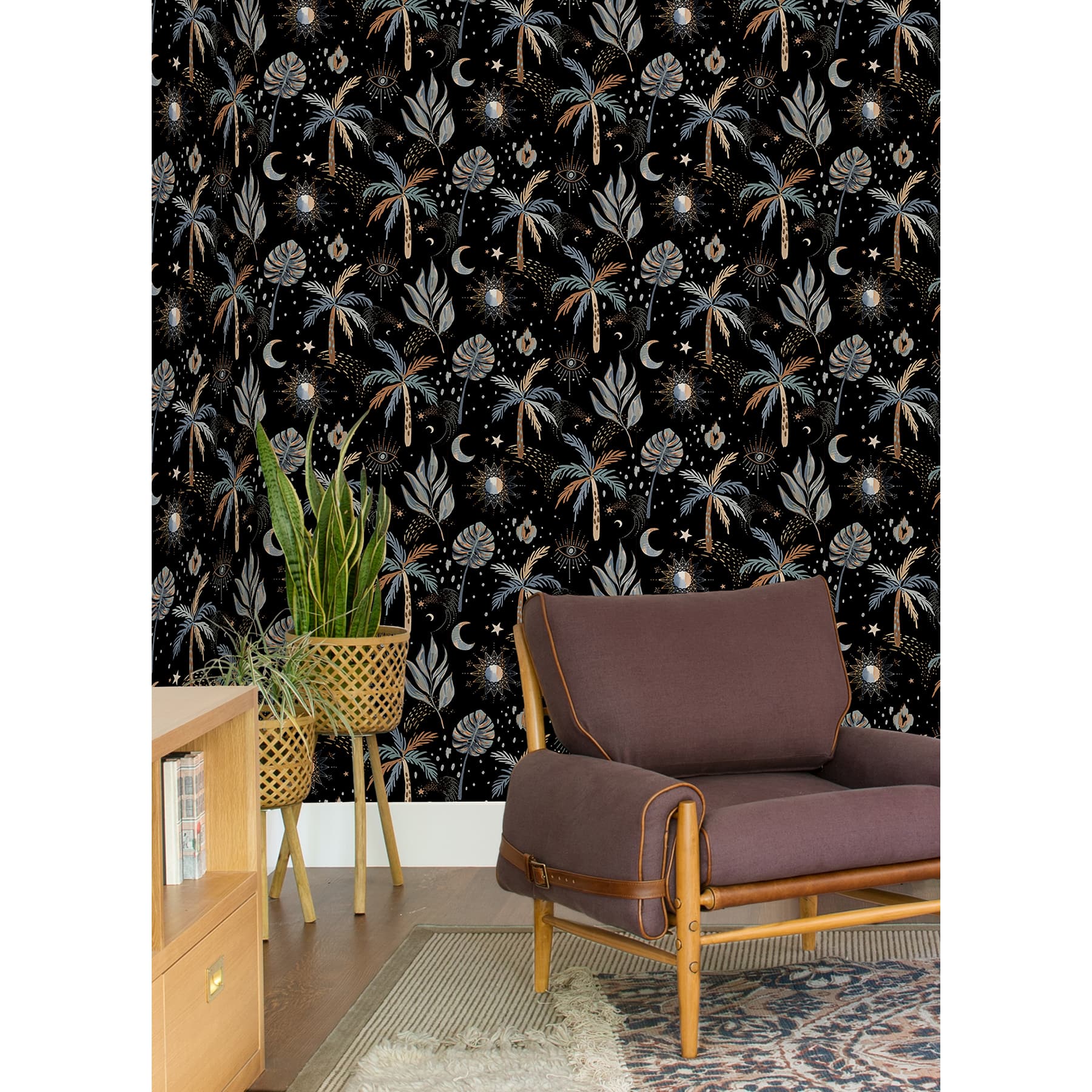 RoomMates Black Nuit Tropicale Peel & Stick Wallpaper