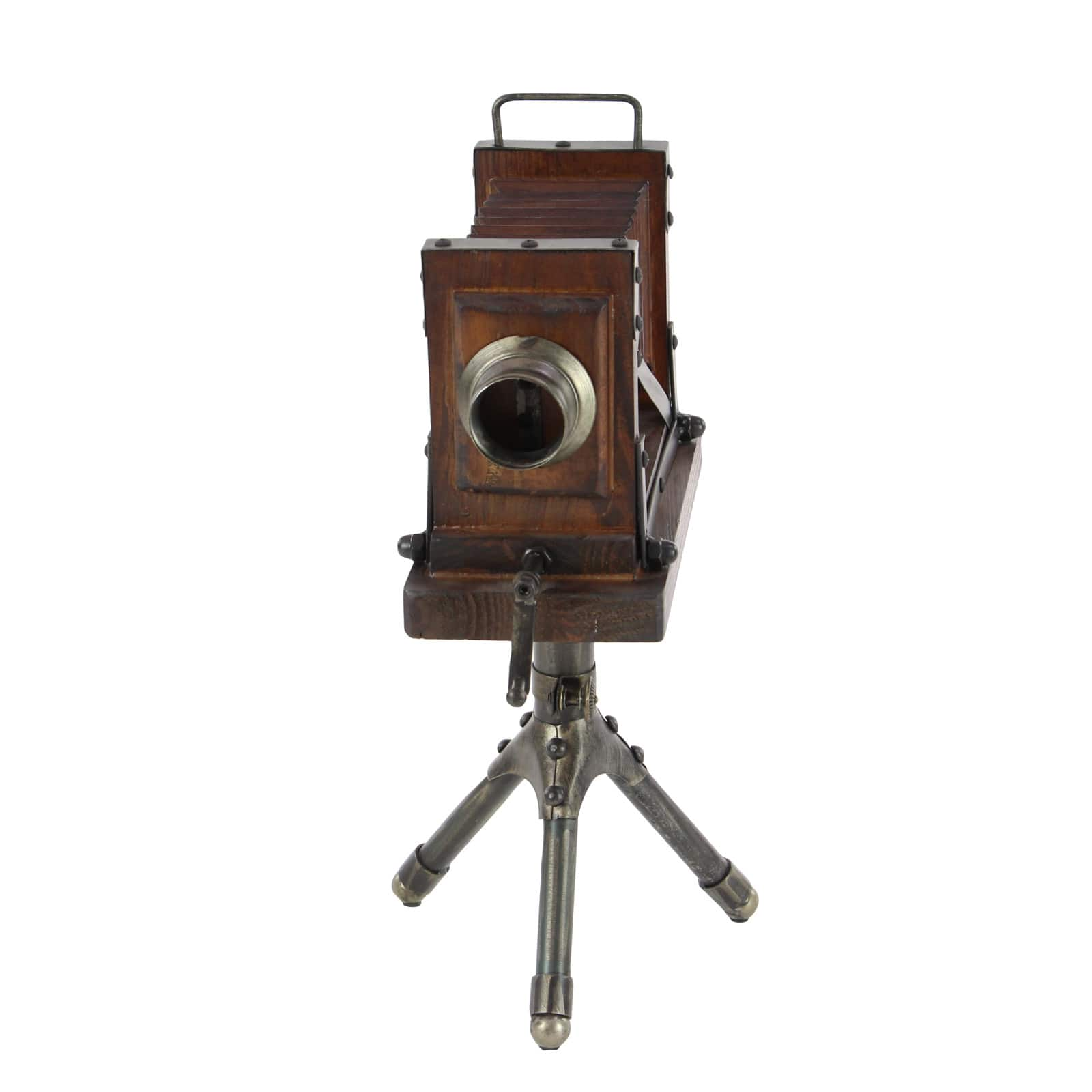 17&#x22; Brown Wood Vintage Camera Sculpture