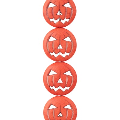 Orange Dyed Reconstituted Howlite Pumpkin Beads, 25mm by Bead Landing™ image