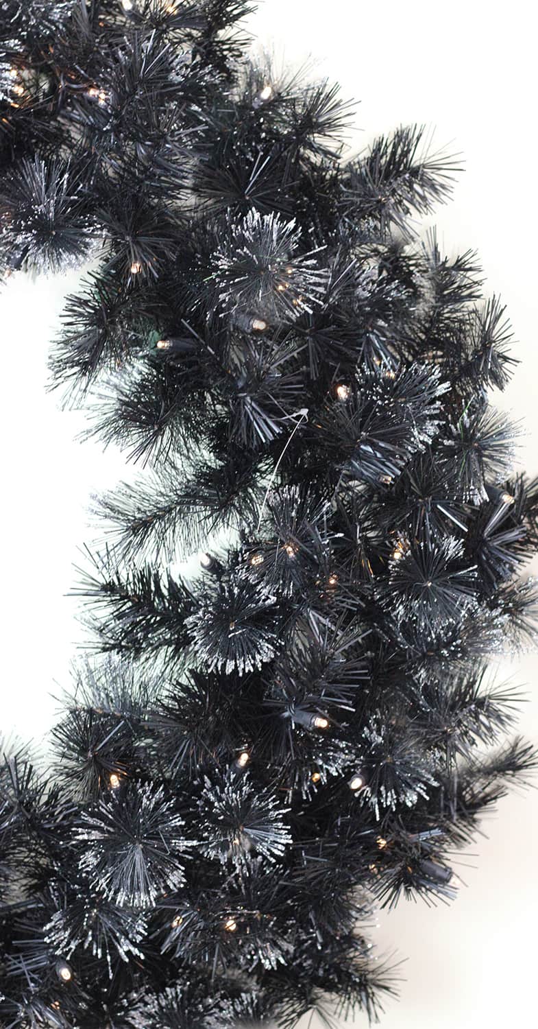 36" LED Black Bristle Artificial Christmas Wreath