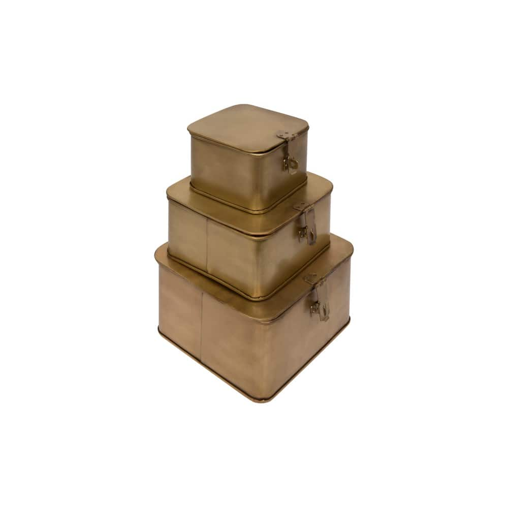 Gold Square Decorative Metal Box Set