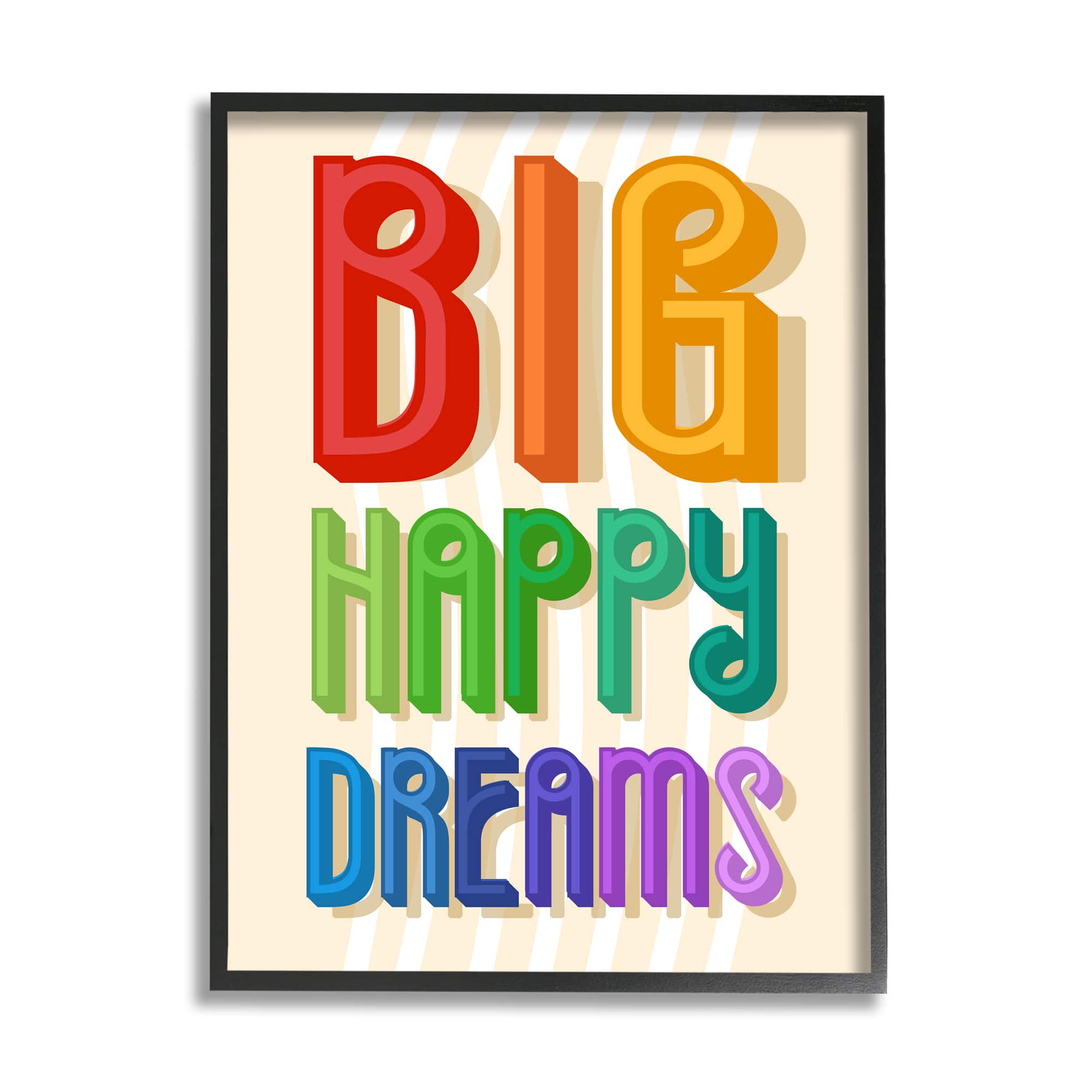 Stupell Industries Big Happy Dreams Wall Art in Black Frame