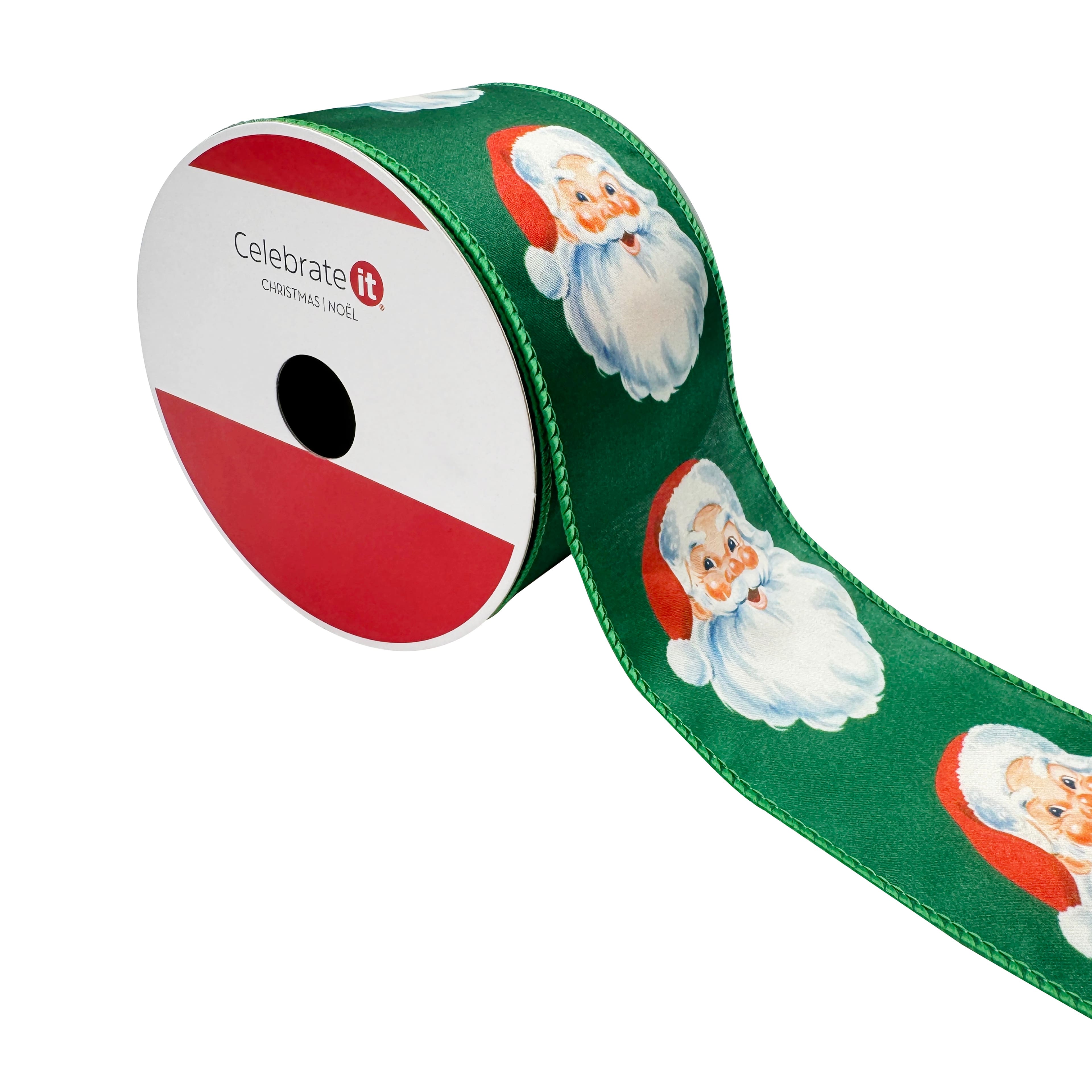2.5" x 20ft. Green Santa Wired Ribbon by Celebrate It®