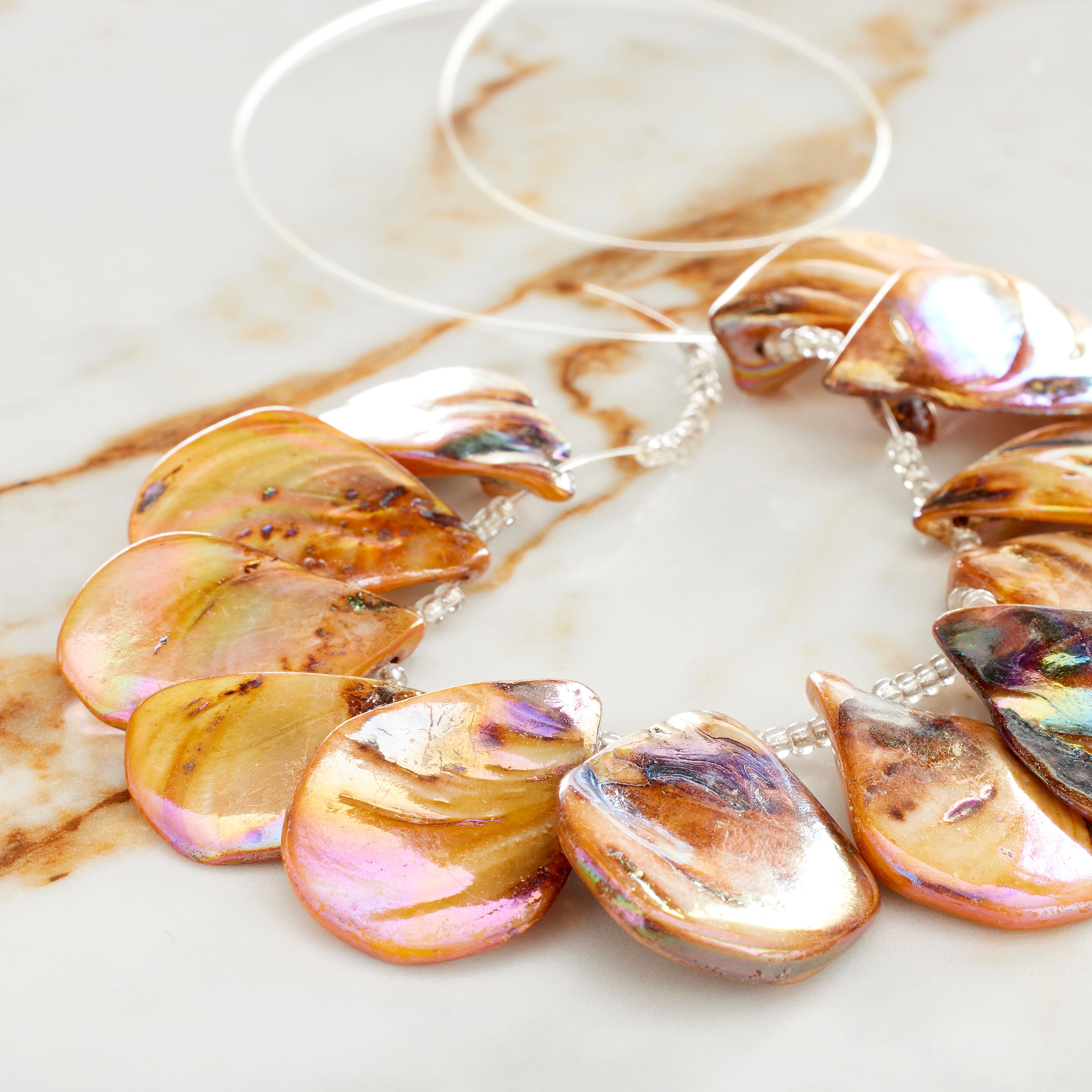 Amber Shell Teardrop Beads, 34mm by Bead Landing&#x2122;