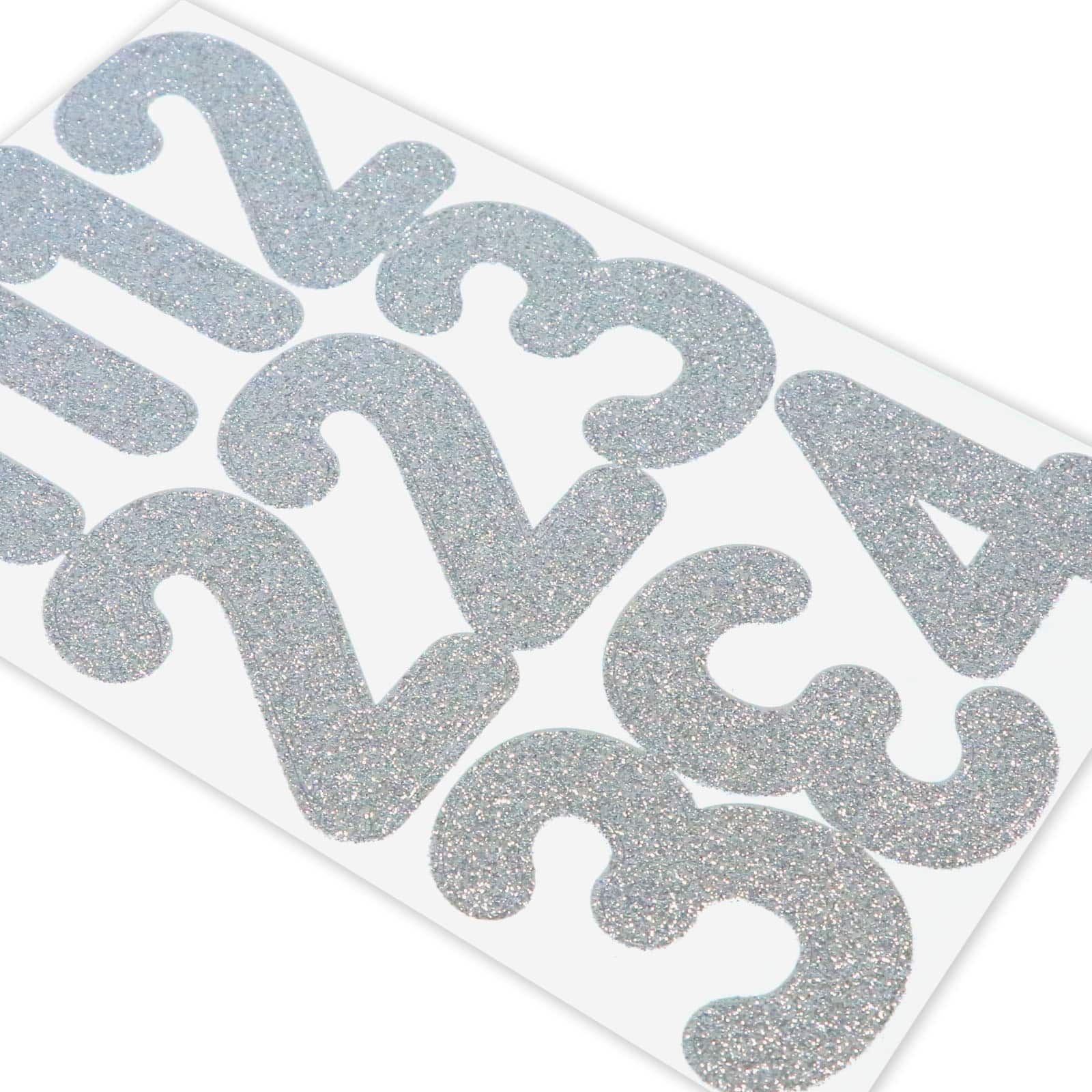 12 Pack: Silver Glitter Rounded Number Stickers by Recollections™