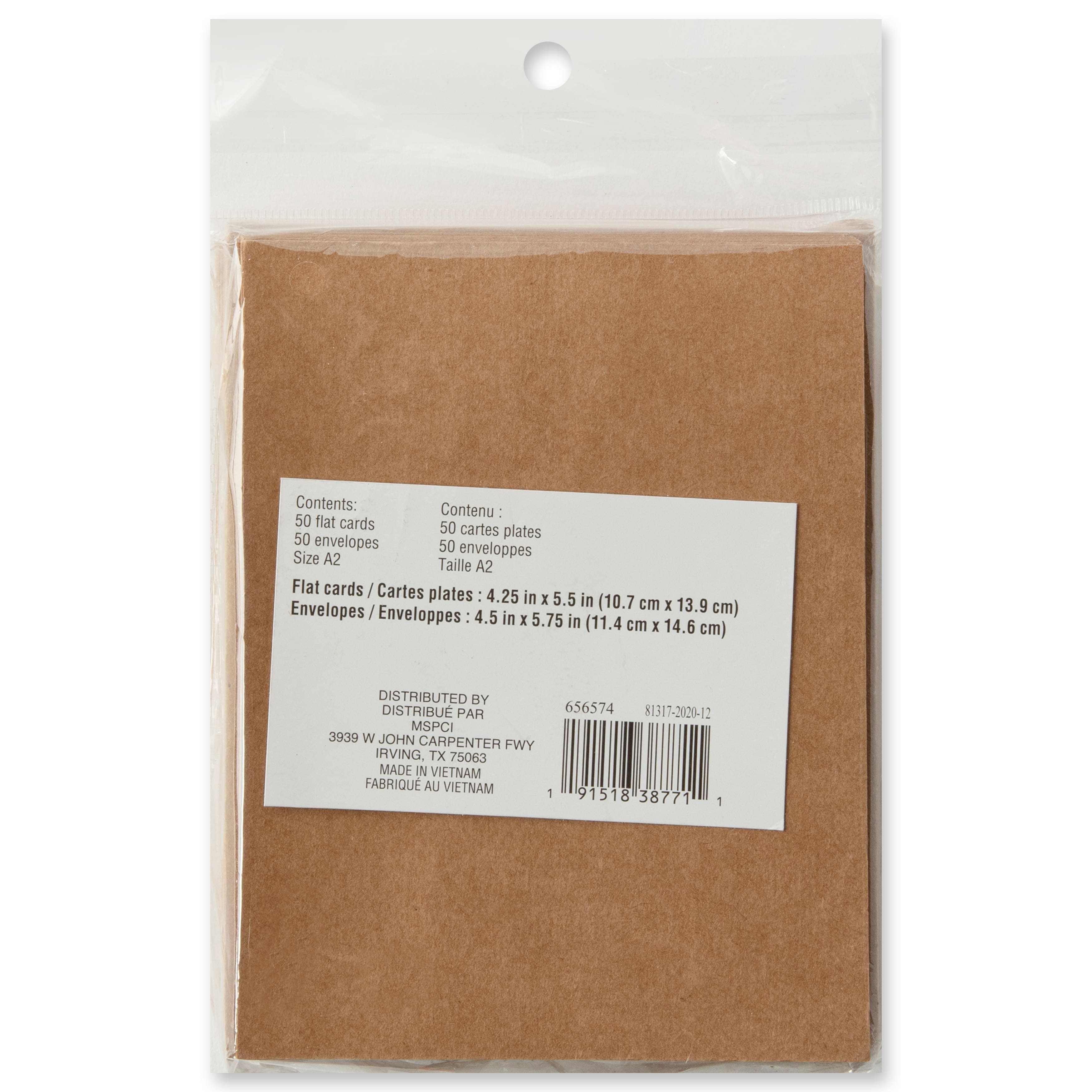 12 Packs: 50 ct. (600 total) 4.25" x 5.5" Kraft Flat Cards & Envelopes by Recollections™