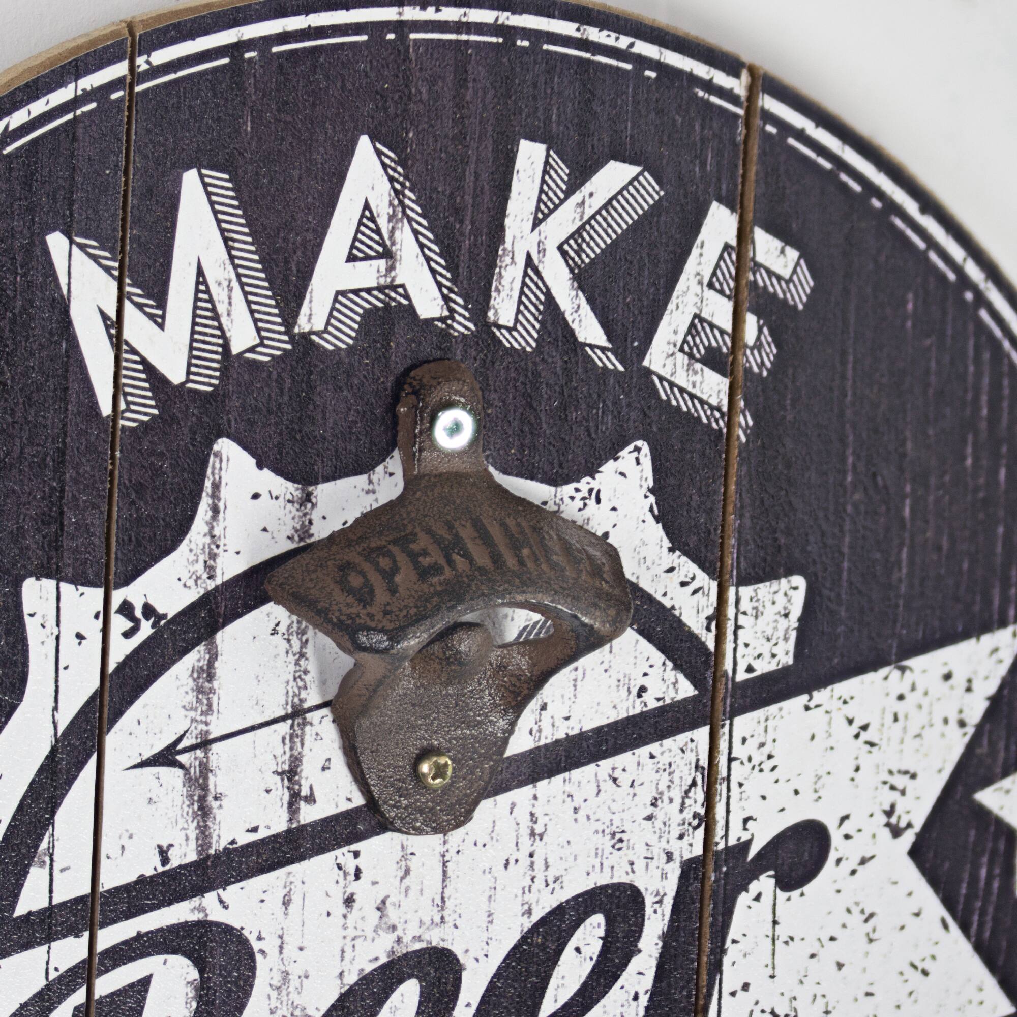 14" Make Beer Not War Wall Mounted Bottle Opener
