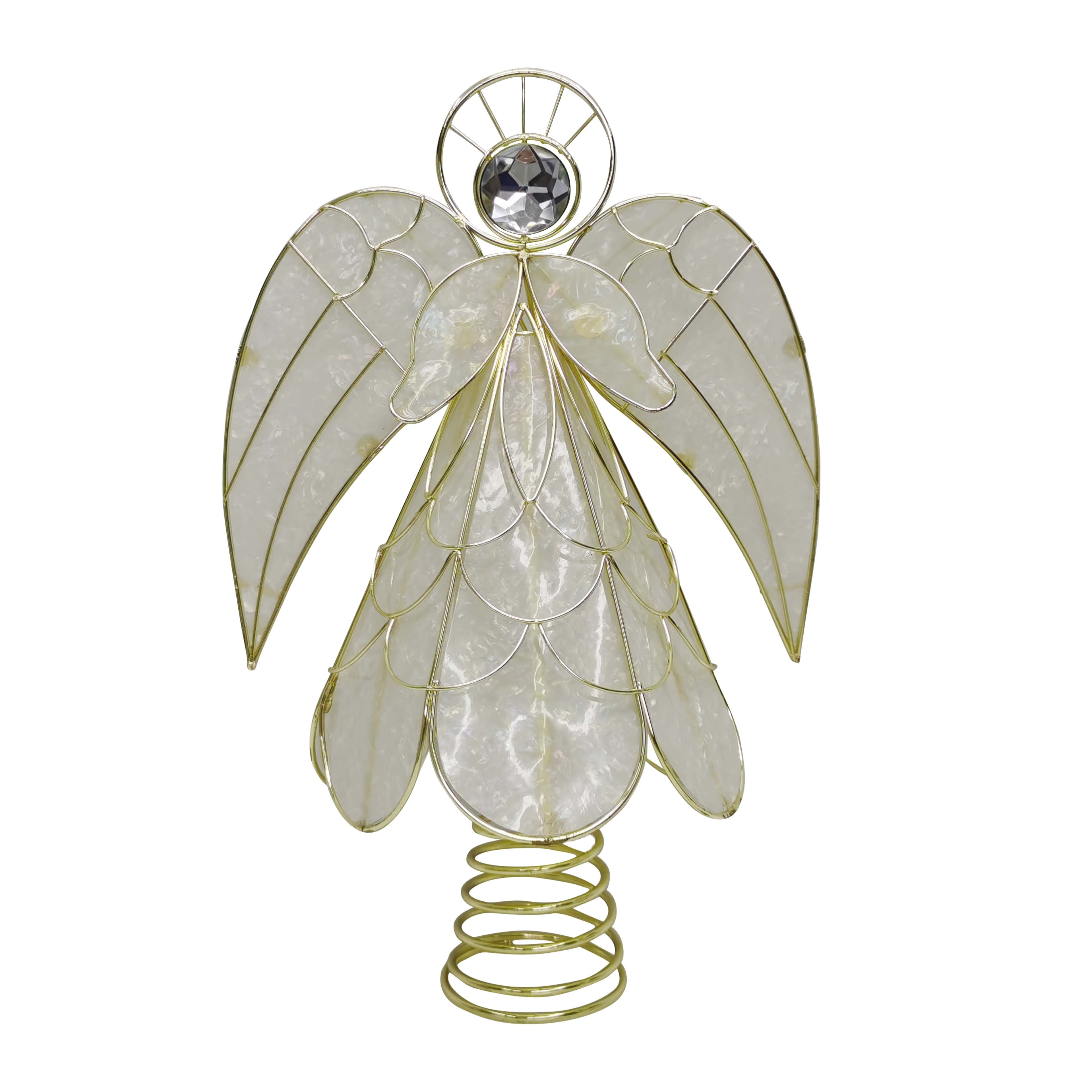 12&#x22; Faux Capiz Angel Lighted Tree Topper by Ashland&#xAE;