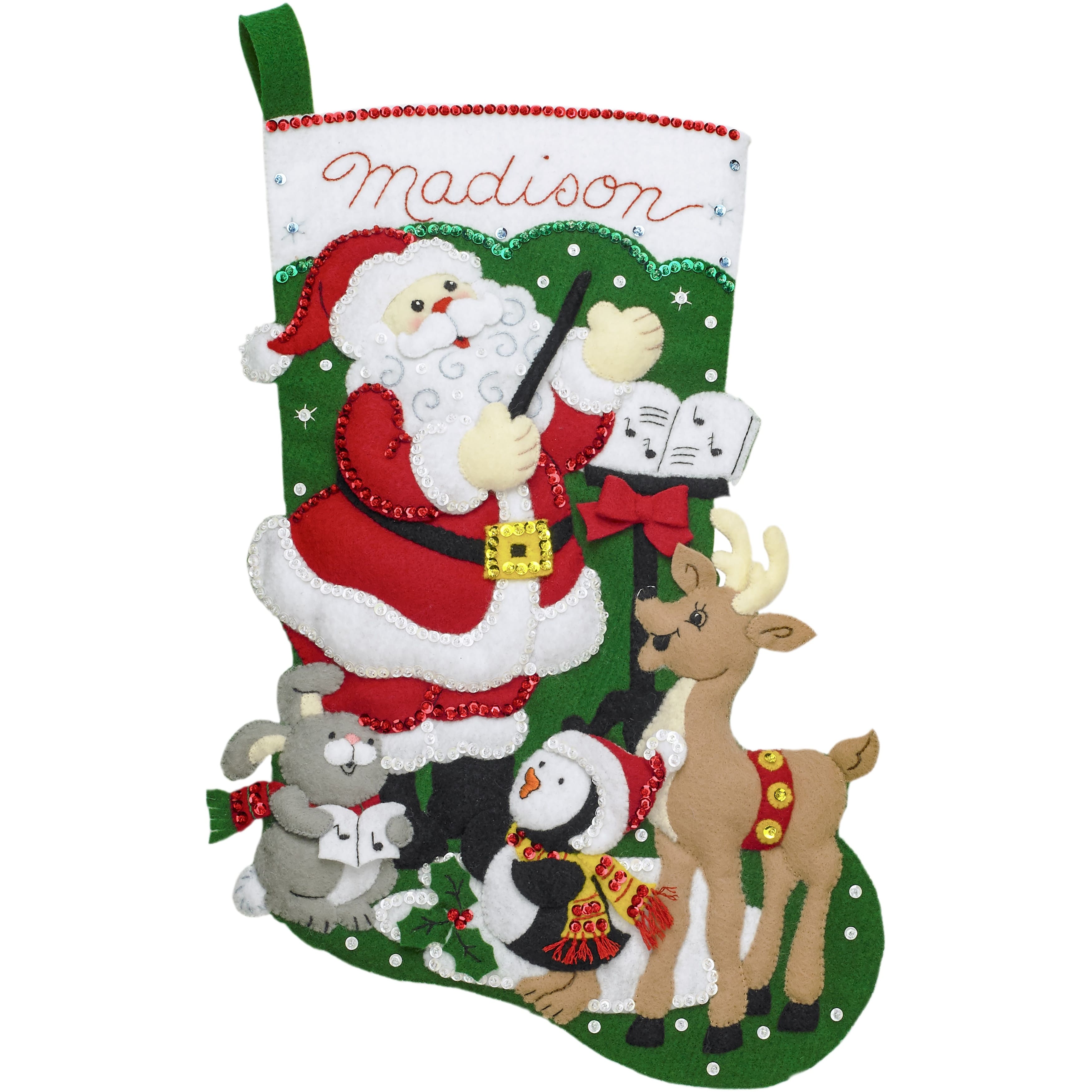Bucilla Santa's List Stocking Felt Applique Kit, 18L