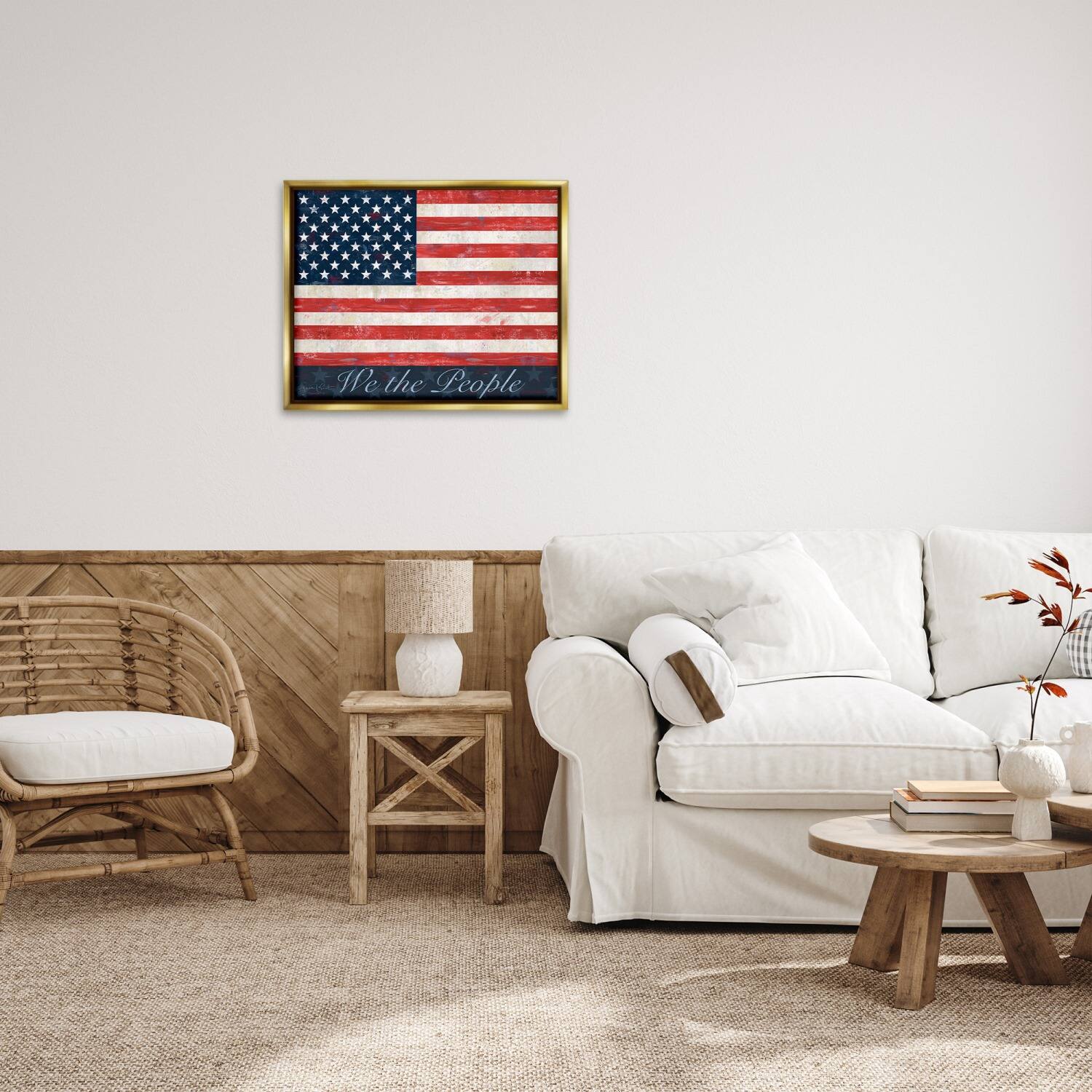 Stupell Industries We The People Flag Floater Framed Art