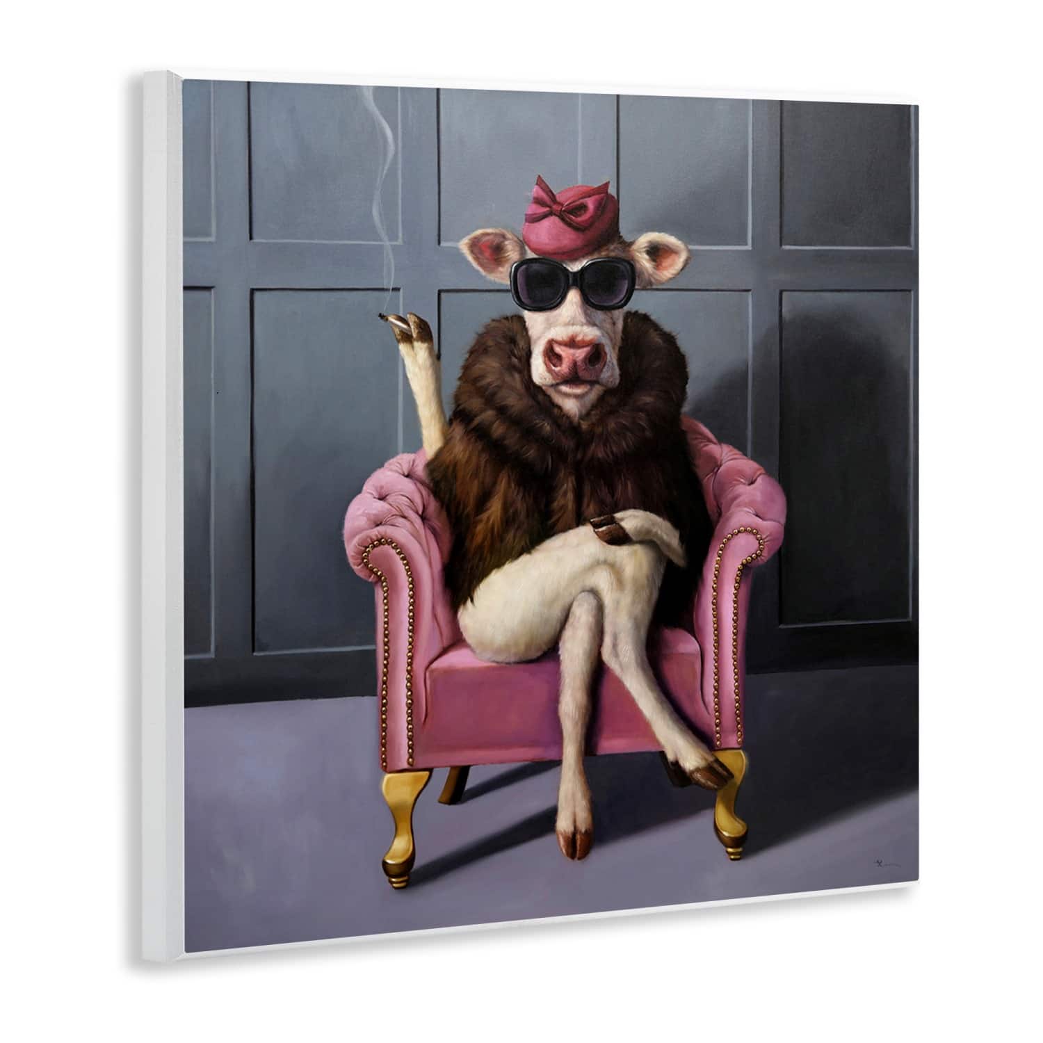 Stupell Industries Trendy Pink Glam Cow Wall Plaque Art