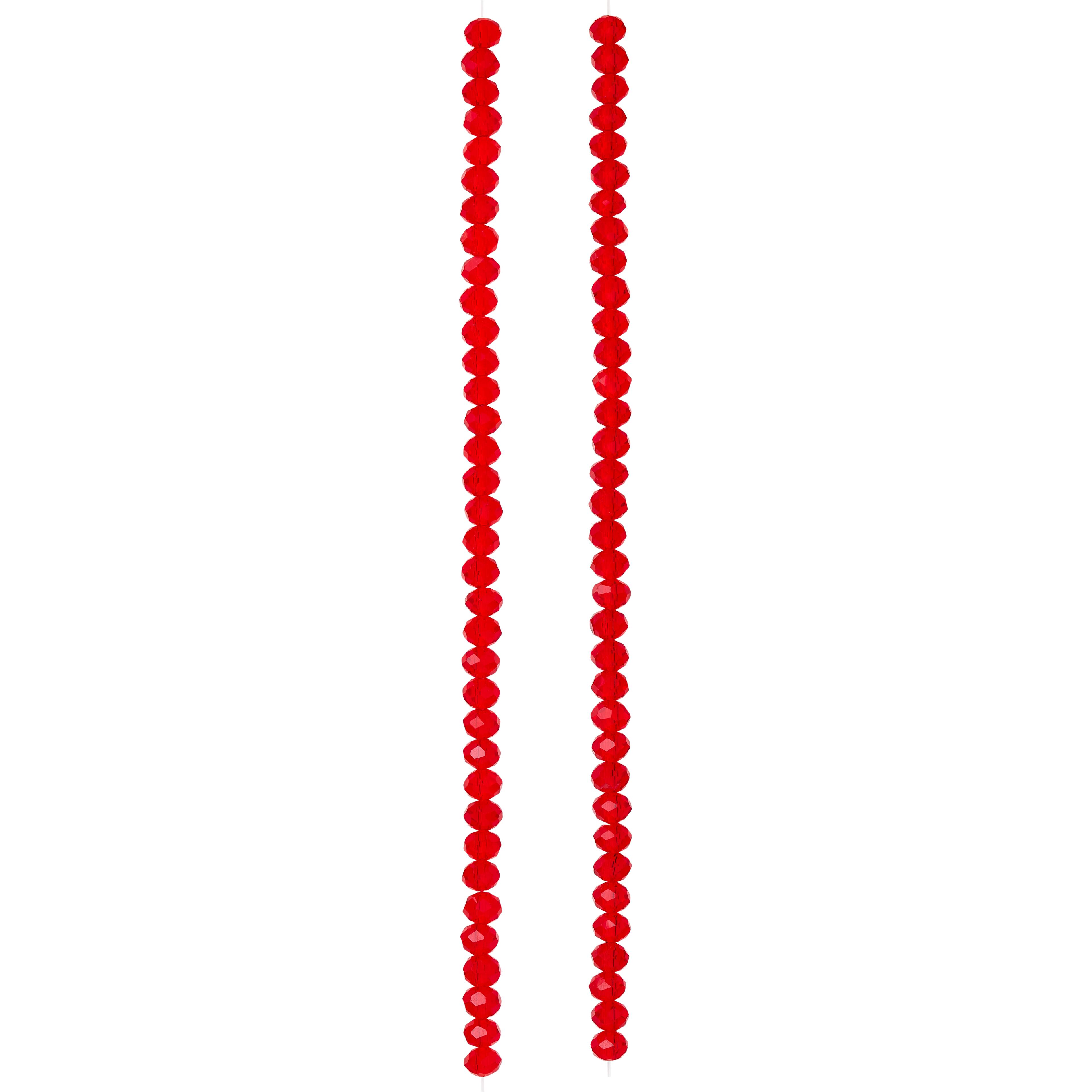 12 Pack: Ruby Faceted Glass Rondelle Beads, 6mm by Bead Landing&#x2122;