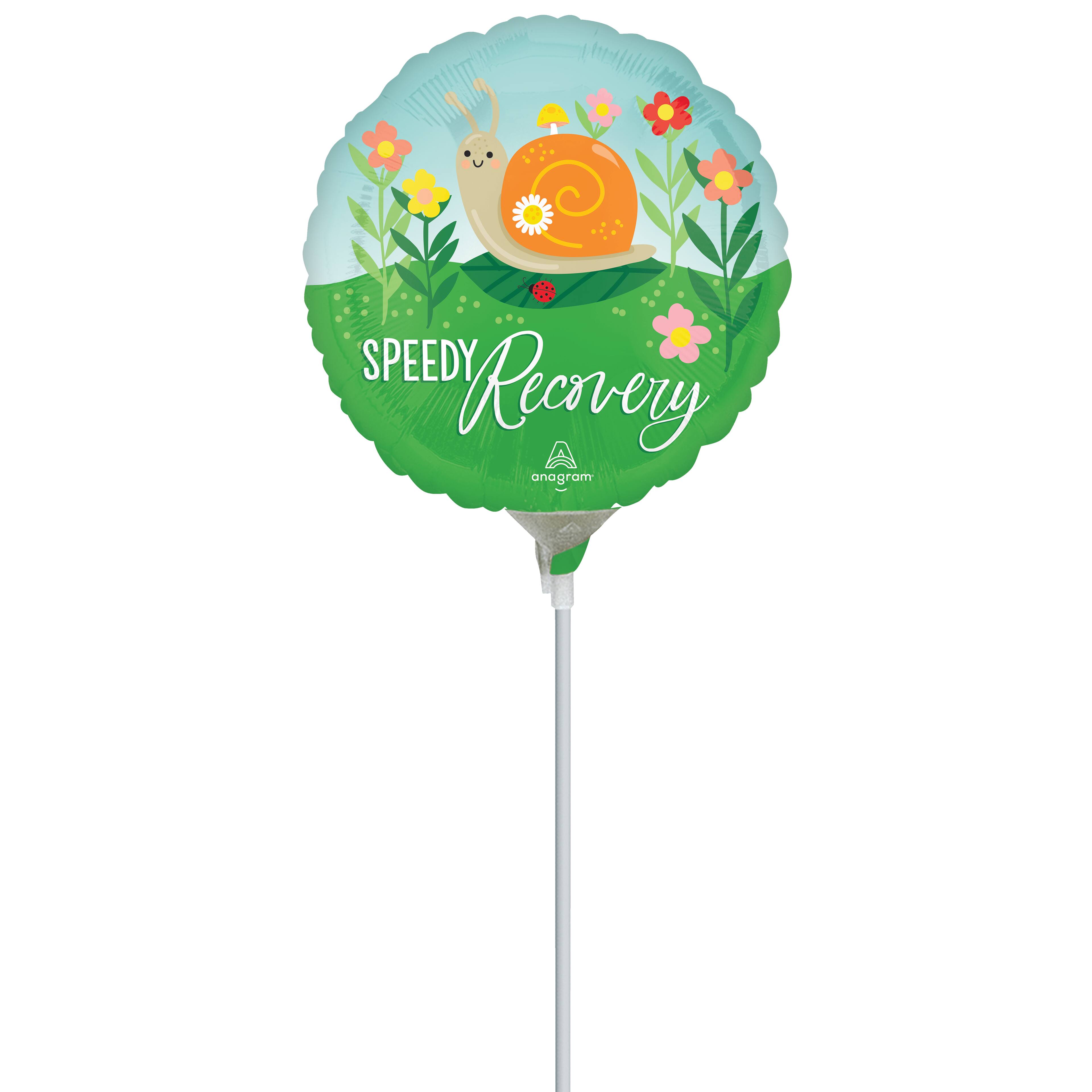 9" Speedy Recovery Snail Foil Stick Balloon
