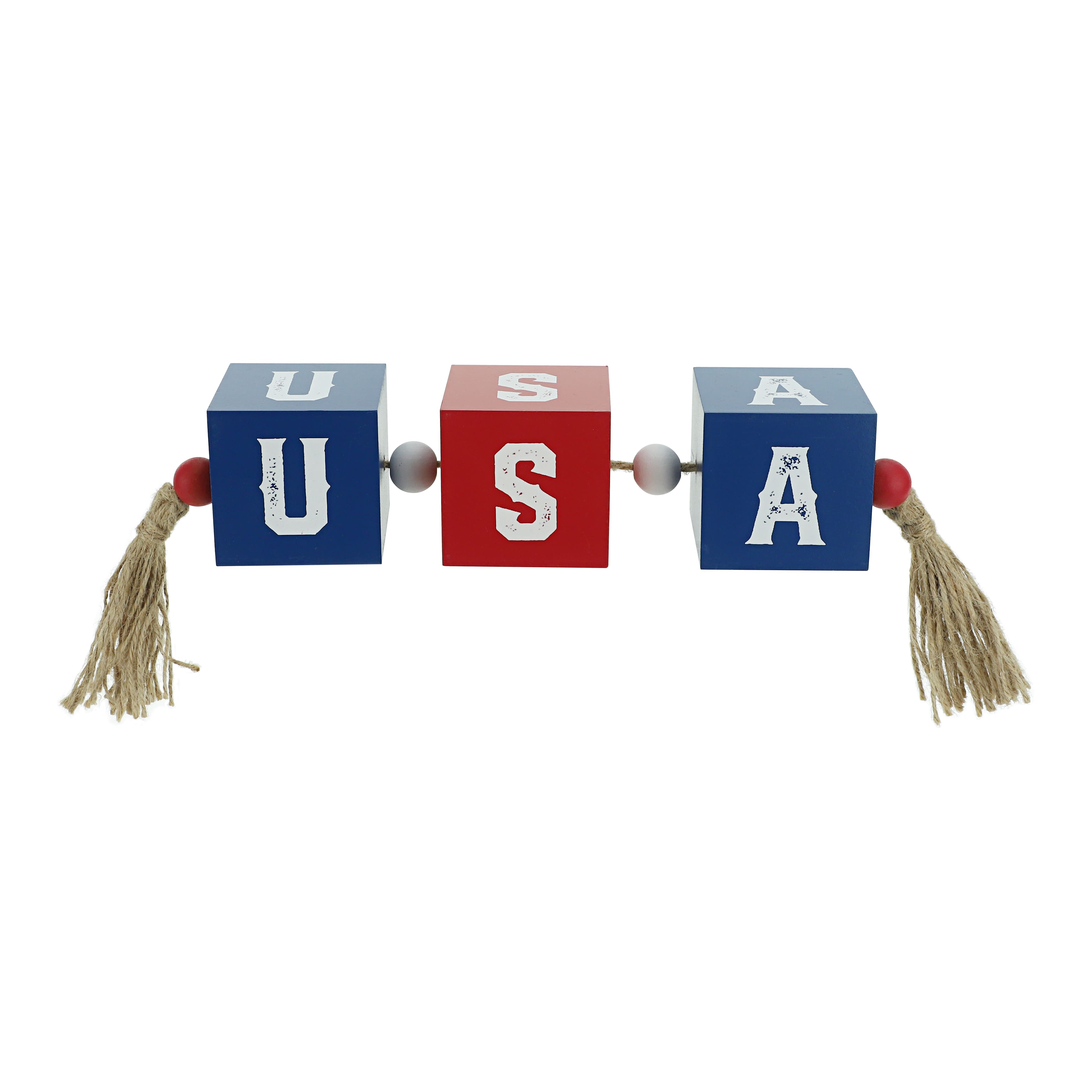 16.5&#x22; Red, White &#x26; Blue USA Blocks Tabletop D&#xE9;cor by Celebrate It&#x2122;