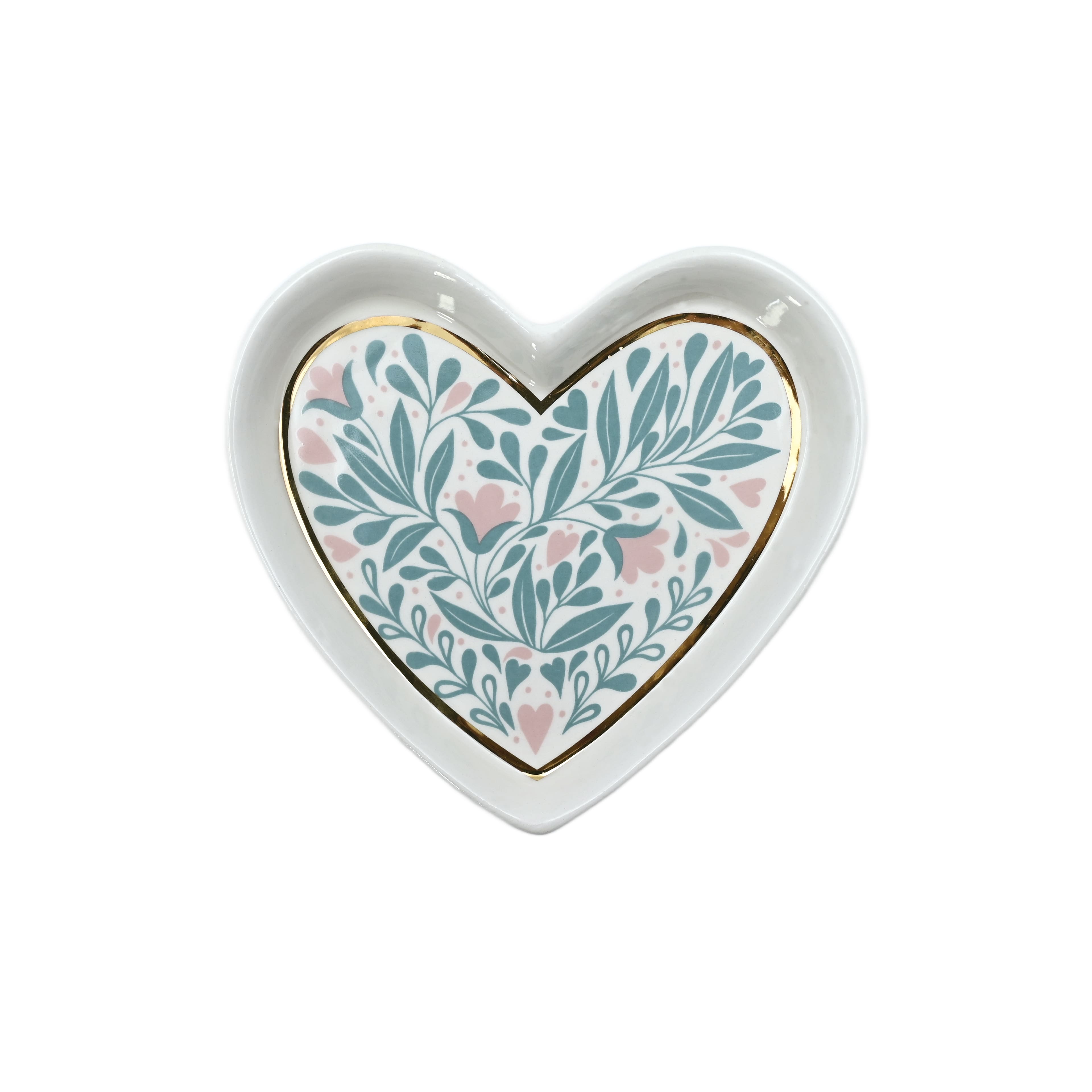 5&#x22; Floral Heart Trinket Dish by Fab Finds