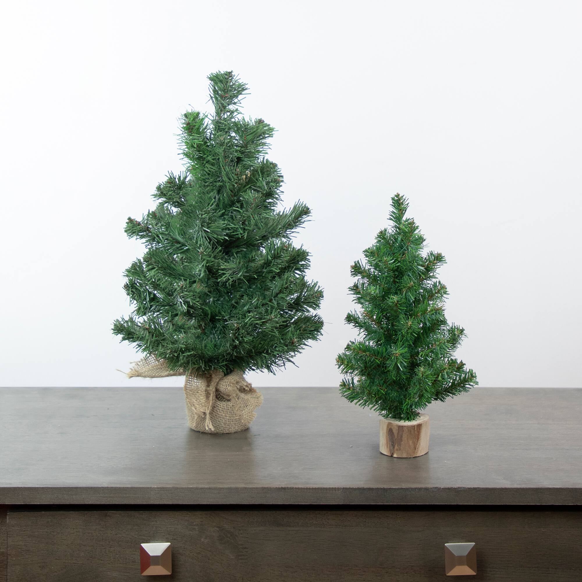 15&#x22; Unlit Alpine Slim Artificial Christmas Tree with Wood Base