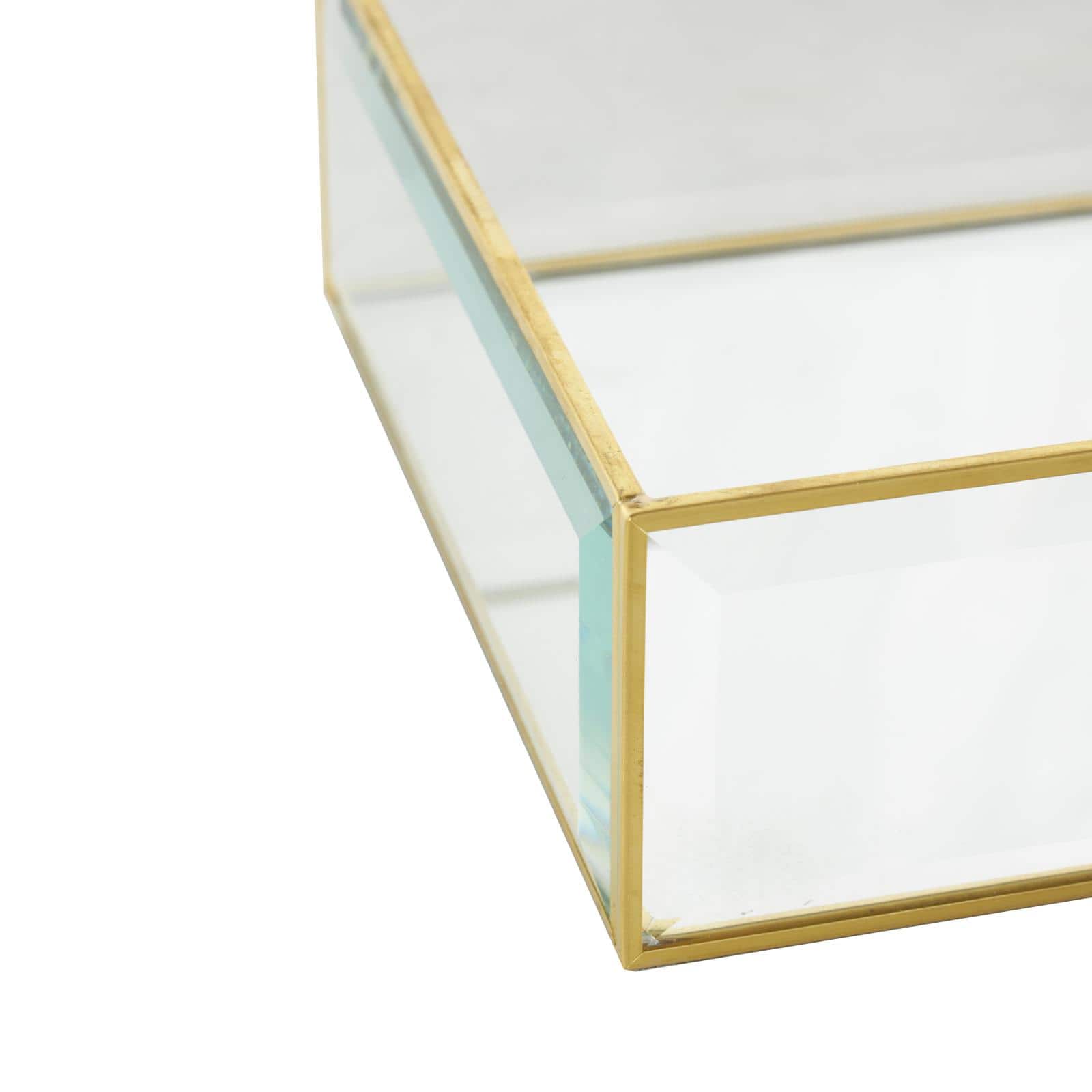 Clear &#x26; Gold Beveled Glass &#x26; Metal Rectangle Jewelry Box Set