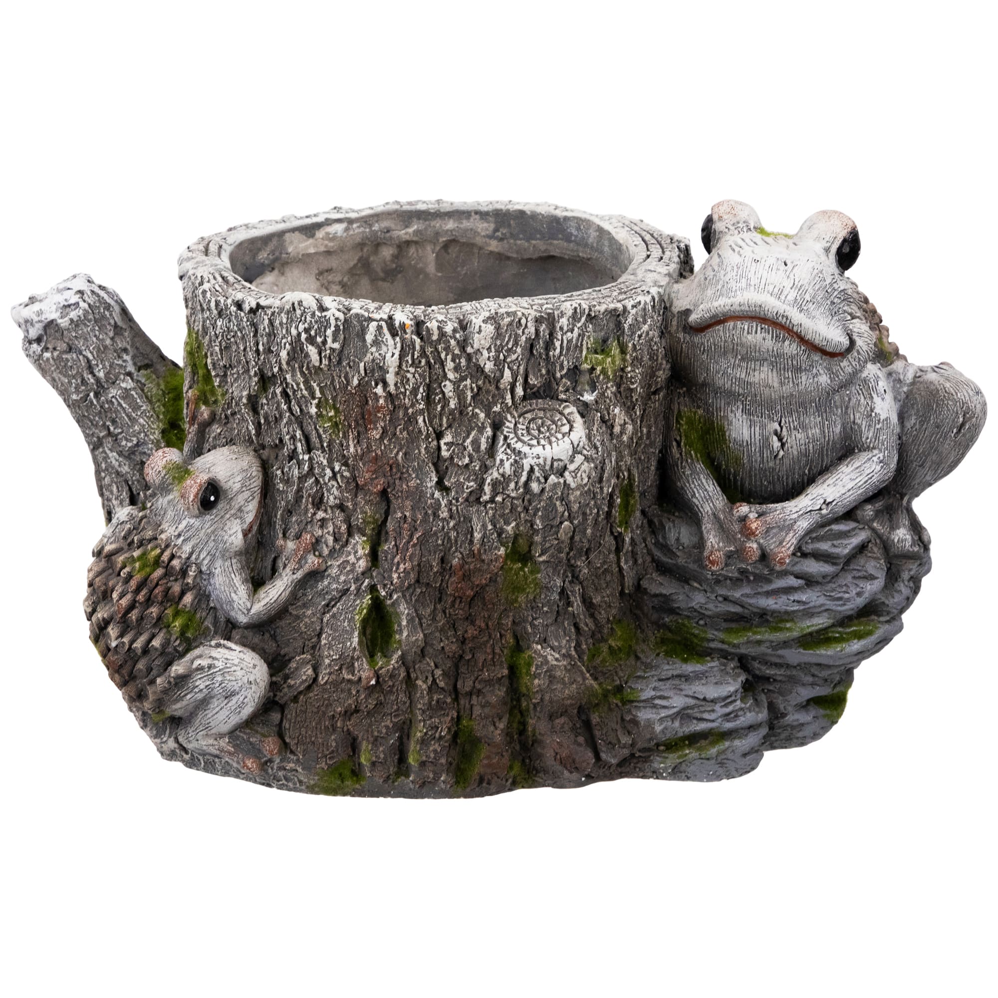 9&#x22; Frogs on Tree Stump Outdoor Garden Planter