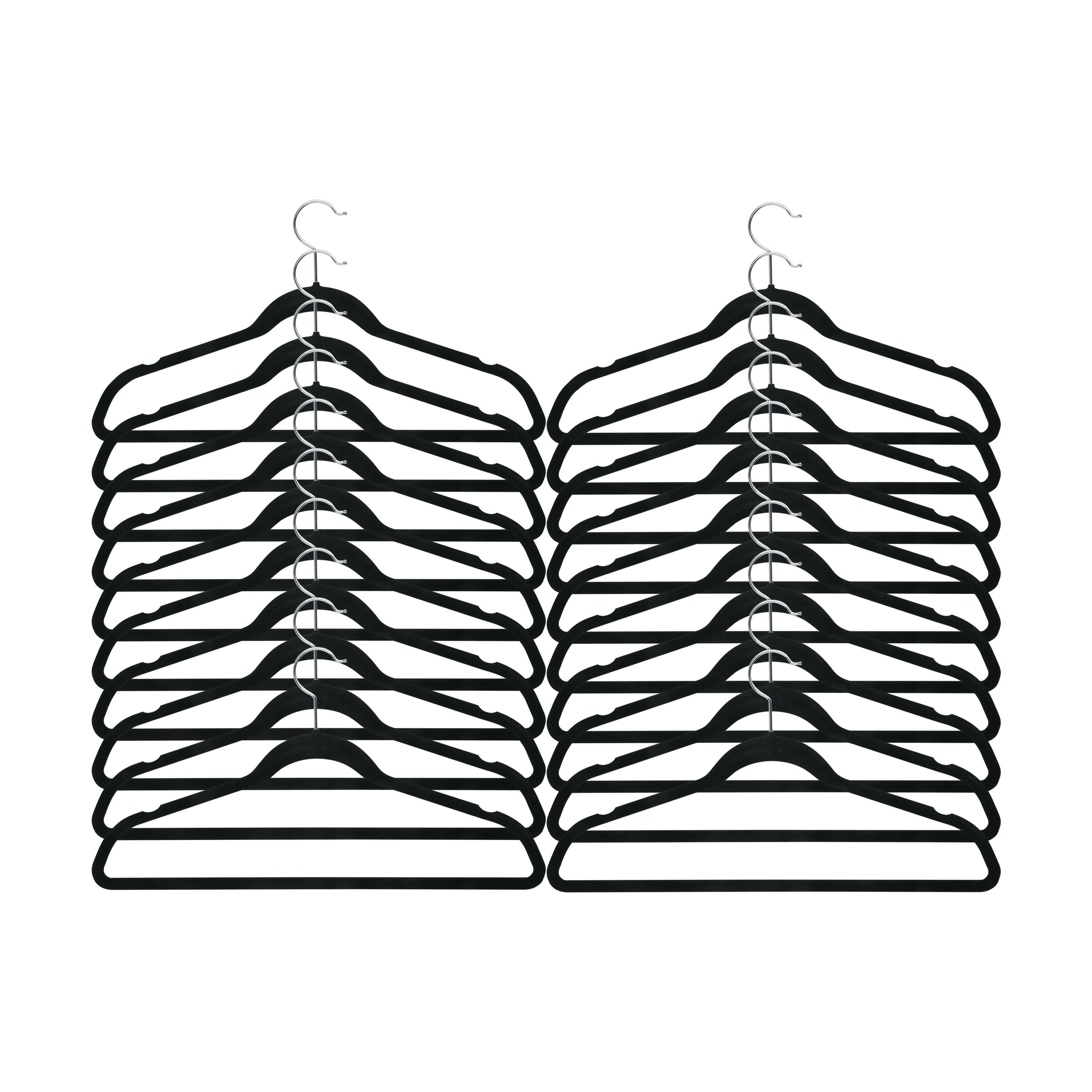 Honey Can Do Black Slim-Profile Non-Slip Velvet Hangers, 20ct.