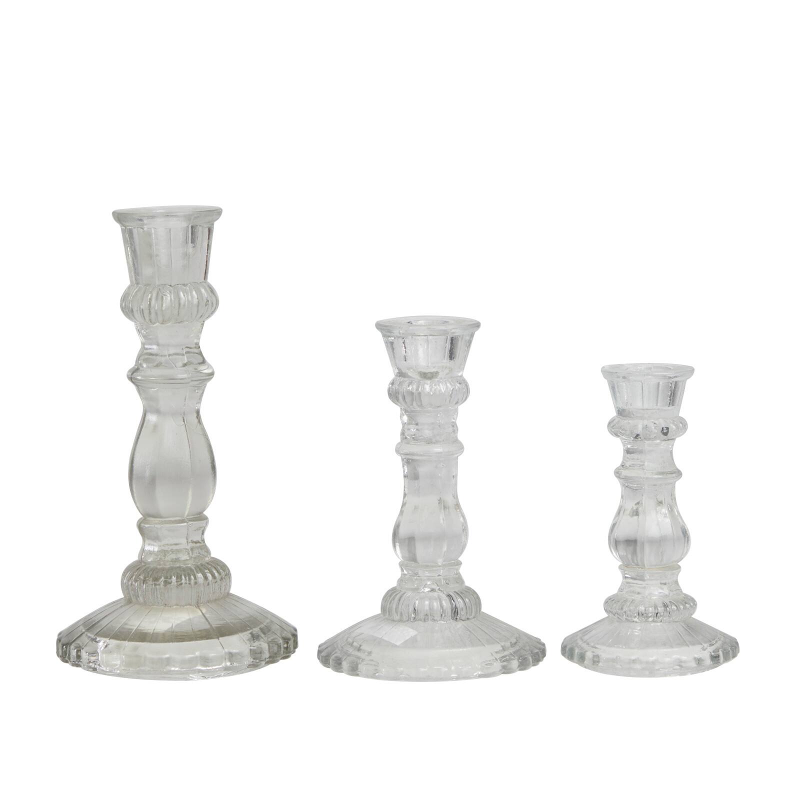The Novogratz Clear Glass Candle Holder Set