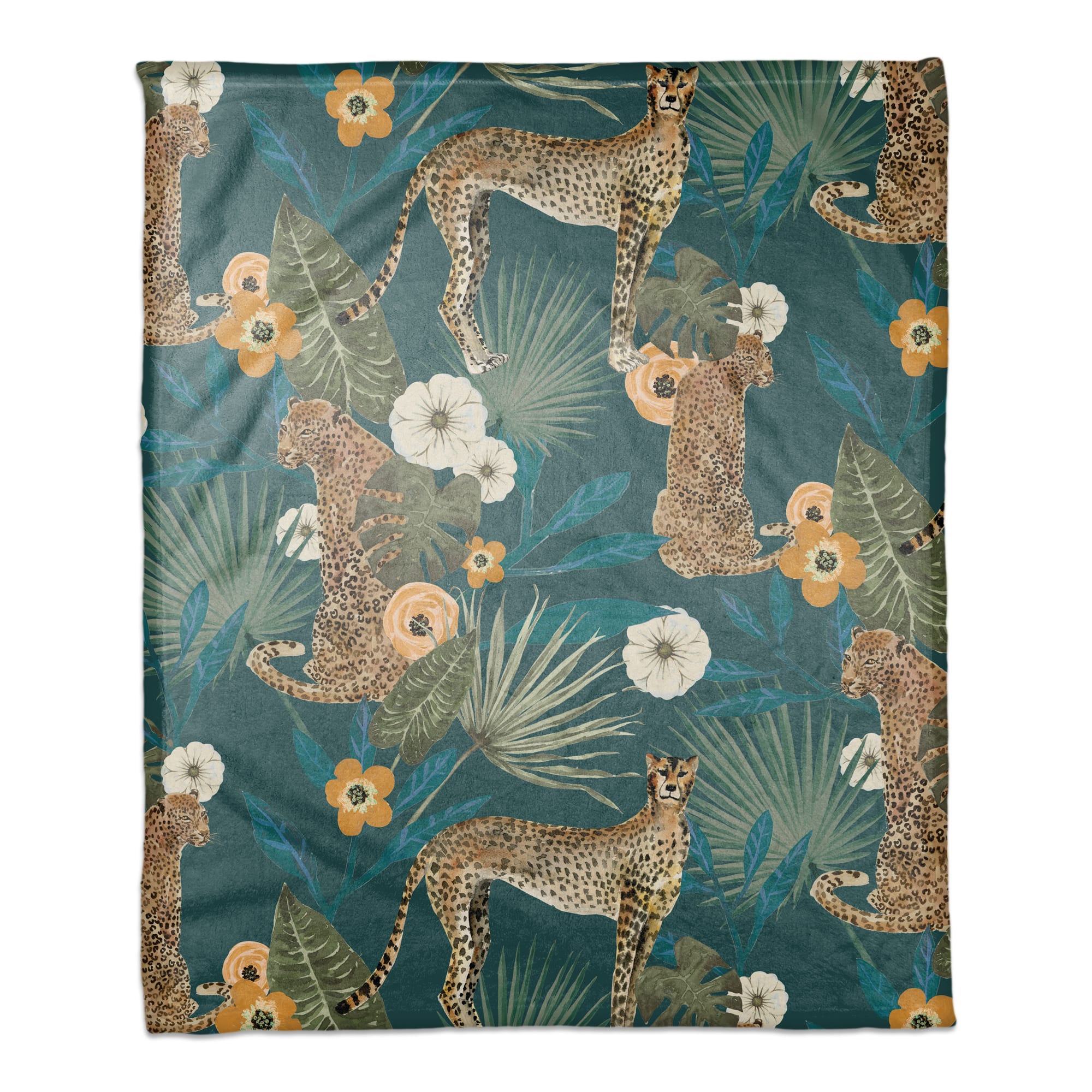 Tropical Cheetah Coral Fleece Blanket