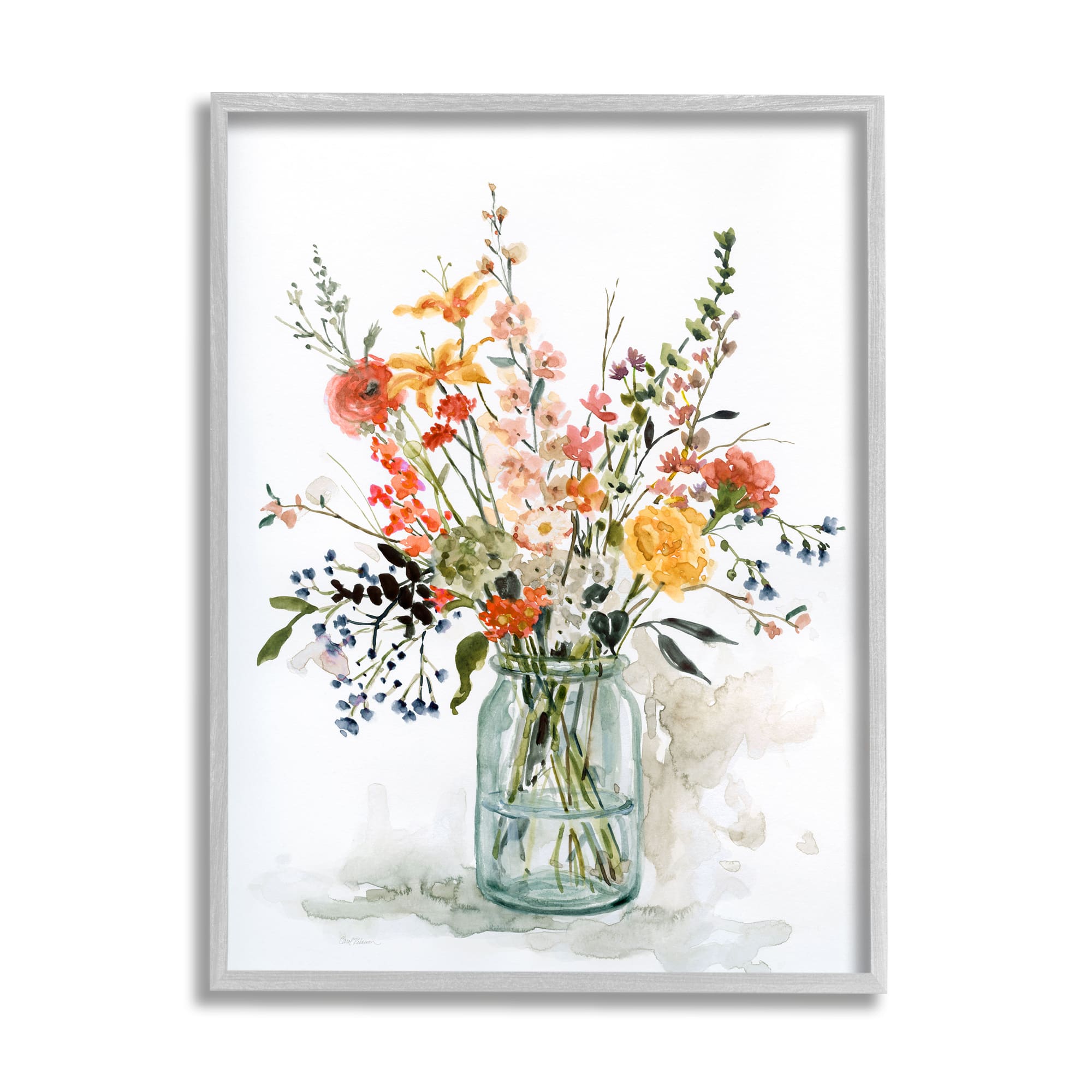 Stupell Industries Warm Summer Meadow Floral Bouquet Still Life Painting Framed Wall Art