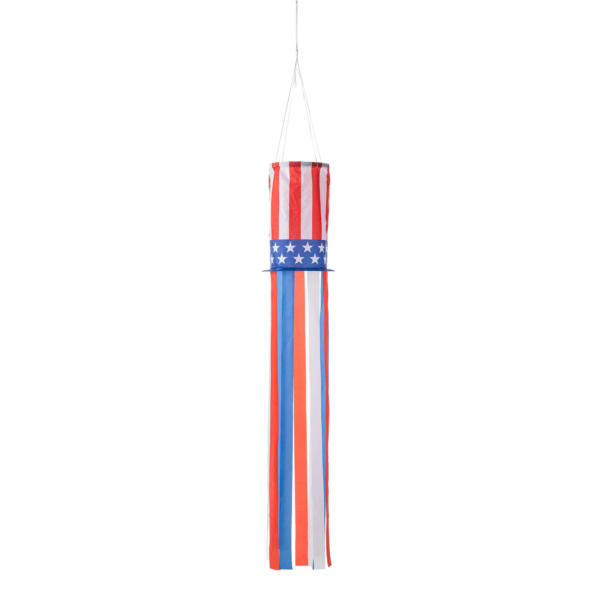 Glitzhome&#xAE; 60&#x22; Patriotic Stars &#x26; Stripes Windsock