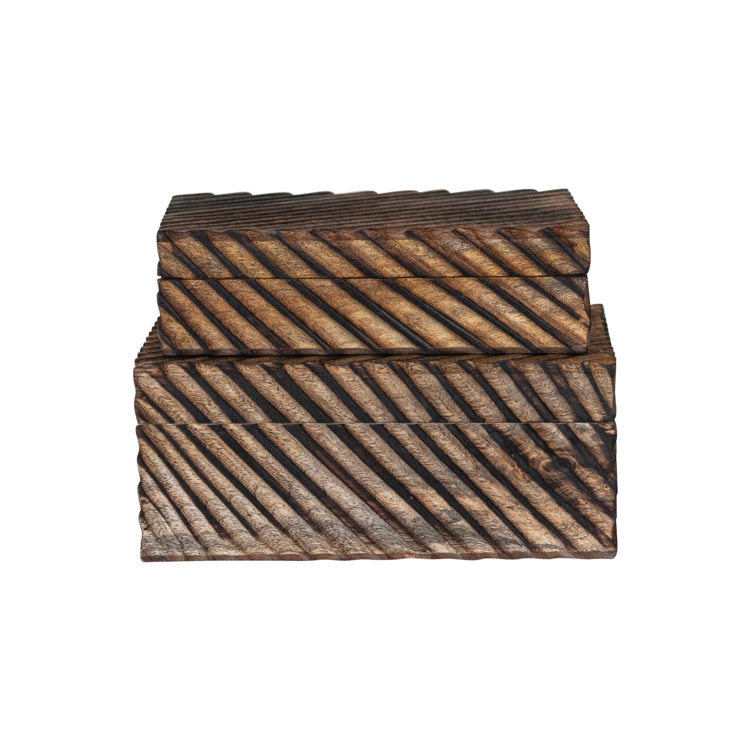 Hello Honey&#xAE; Burnt Finish Hand Carved Mango Wood Nesting Box Set
