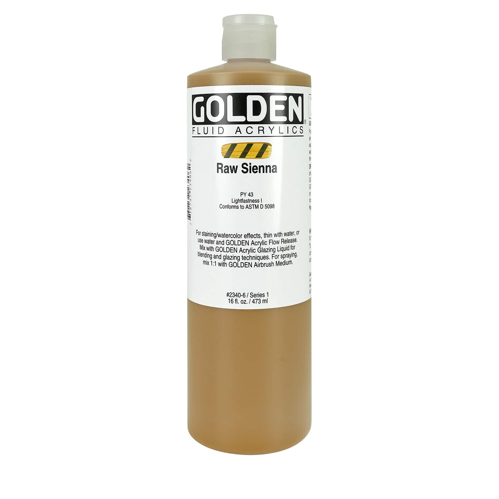 Golden Fluid Acrylics, 16 oz Paint in Raw Sienna