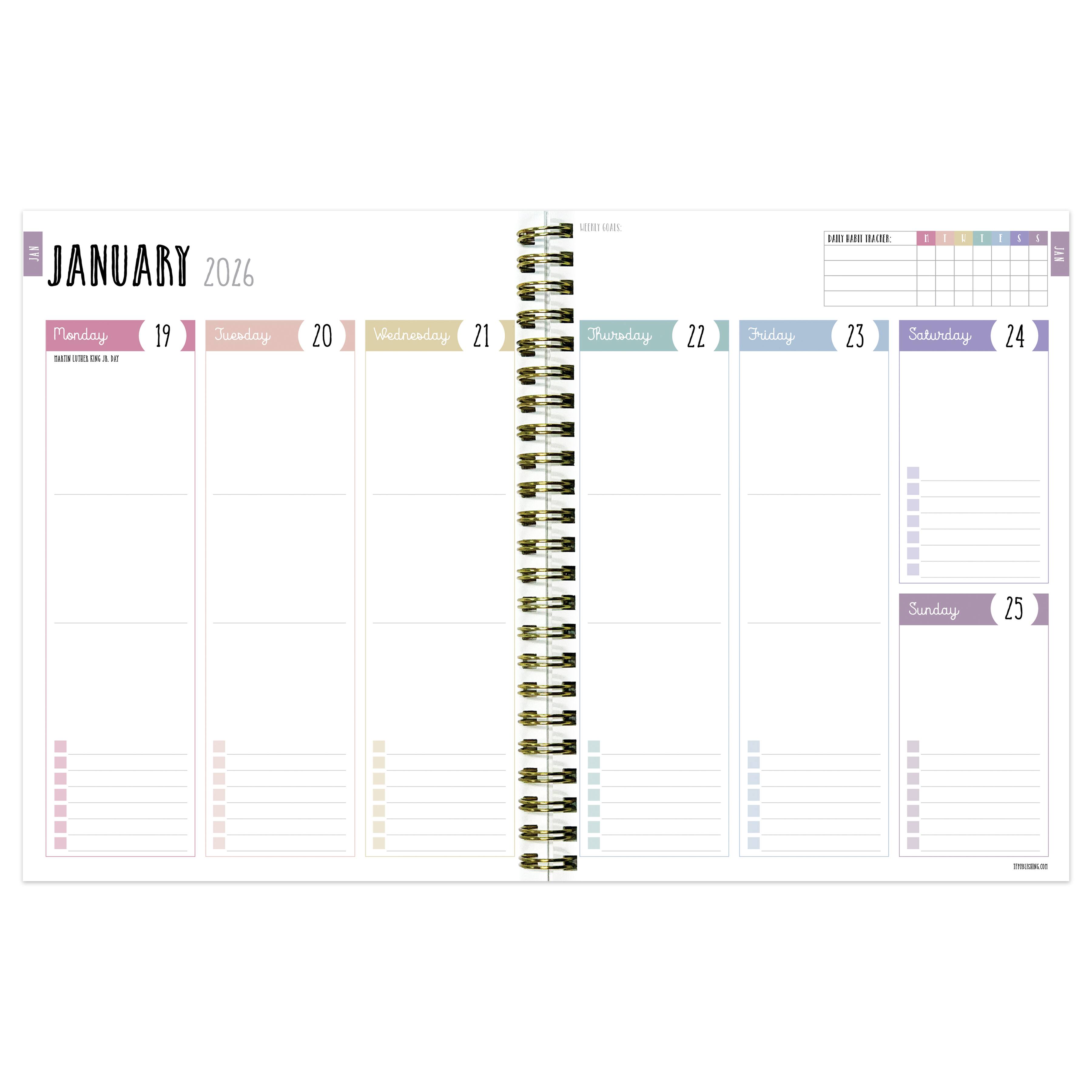 2026 Blue and Gold Lines Medium Weekly Monthly Planner